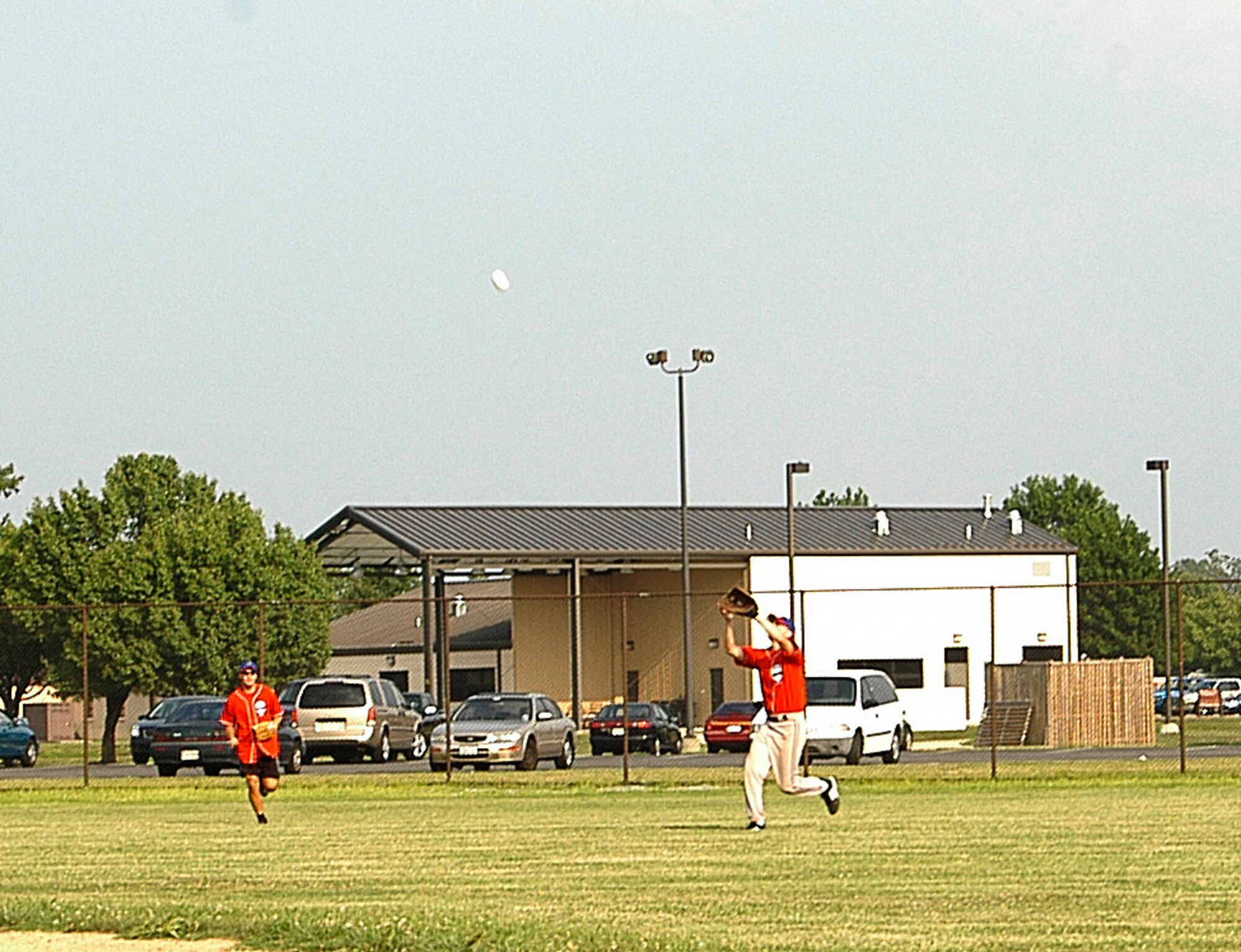 AFOSI Gators’ Nick Kaplan sets up for an easy out in a 9-1 rout of the 79th Medical Group in the first game of a doubleheader. The 79th Med Group also fell victim to the Gators’ ways 18-3 in the second game. (U.S. Air Force photo/Tech. Sgt John Jung)