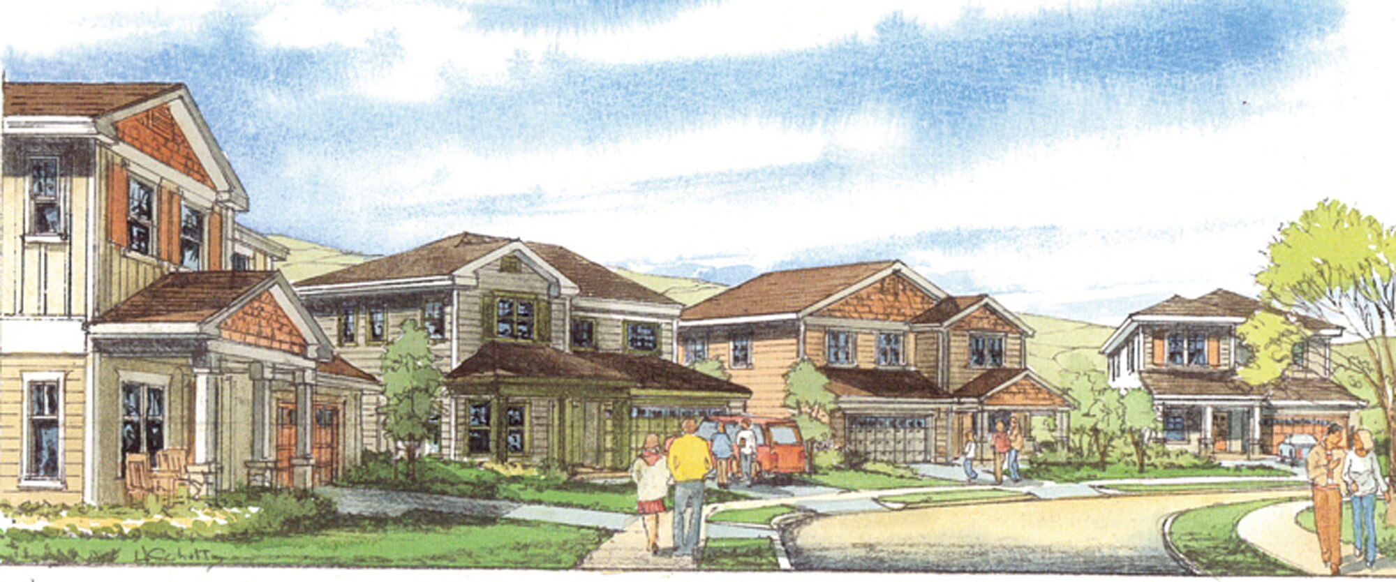 An artist's rendition of Peterson Air Force Base's future housing community. Peterson AFB is located in southern Colorado. (Courtesy graphic)