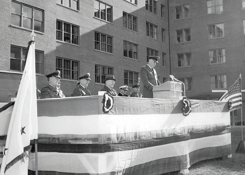 Malcolm Grow Medical Center celebrates 50 years of service, and key events are recognized in it's history, including the hospital's dedication ceremony November 7, 1958.