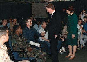Malcolm Grow Medical Center celebrates 50 years of service, and key events are recognized in it's history, incluing U.S. Vice President Dan Quayle's visit with wounded servicemembers in 1991.  