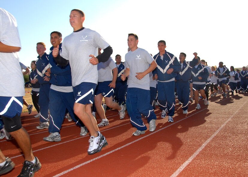 Hundreds of Airman from Travis Air Force Base, California participate in a "Fun Run".  The 2.5 mile run kicked off the "101 Critical Days of Summer" promoting safety awareness and encouraging common sense when the Airman partake in summer activities.  USAF photo by Civ/Nan Wylie