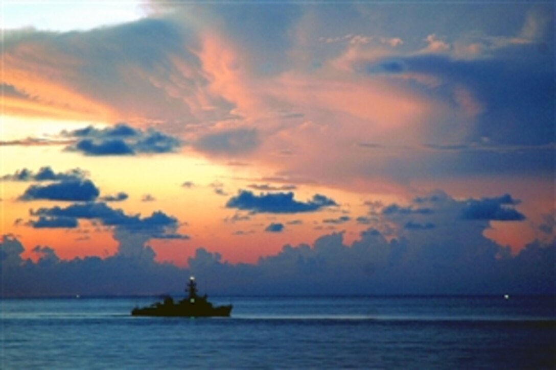 Philippines Navy ship BRP Artemio Ricarte maintains course with other Philippines and U.S.  Navy ships during Cooperation Afloat Readiness and Training 2008, Pacific Ocean, May 31, 2008. Both countries partner on a variety of military exercises and shore-based civil relations and humanitarian assistance projects during the Philippines phase of the annual training.