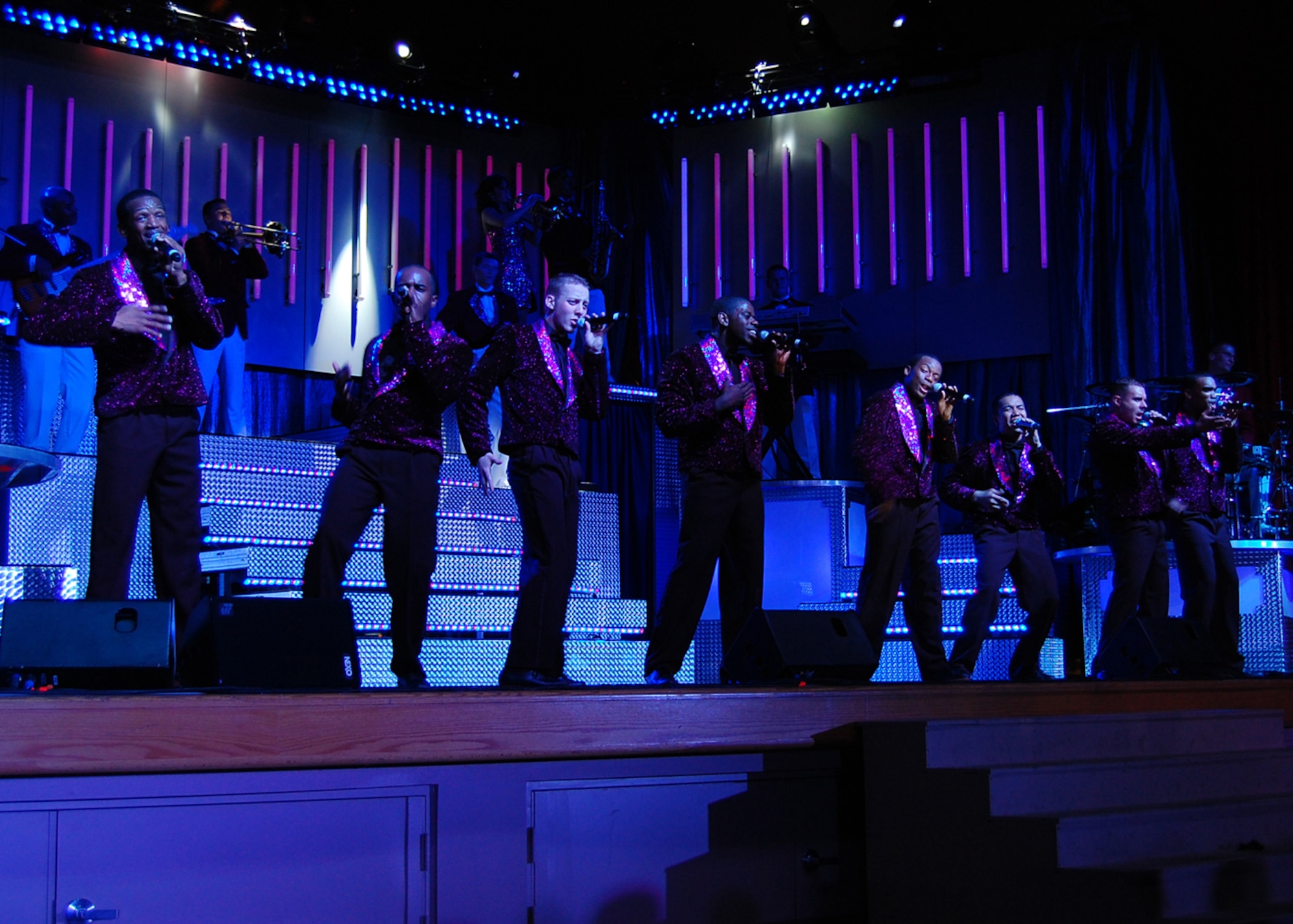 Members from Tops in Blue perform at the Tays Special Events Center on the University of New Mexico-Alamogordo campus, June 2. Tops in Blue presents an average of 120 performances at 100 locations worldwide every year. (U.S. Air Force photo/Airman 1st Class Michael Means)
