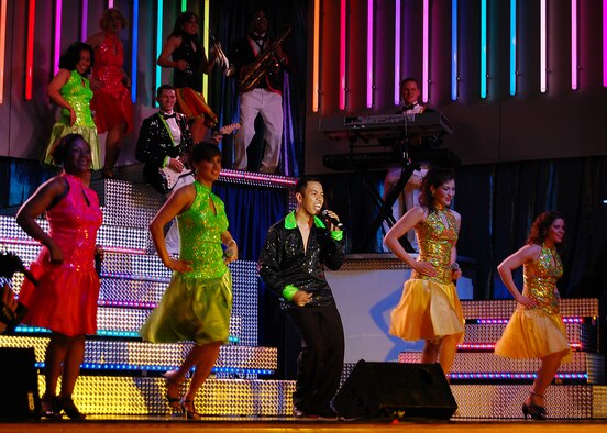 Members from Tops in Blue perform a dance number at the Tays Special Events Center on the University of New Mexico-Alamogordo campus, June 2. Tops in Blue showcases music, dance and comedy -- all performed by active-duty Airmen who perform non-stop live entertainment. (U.S. Air Force photo/Airman 1st Class Michael Means)