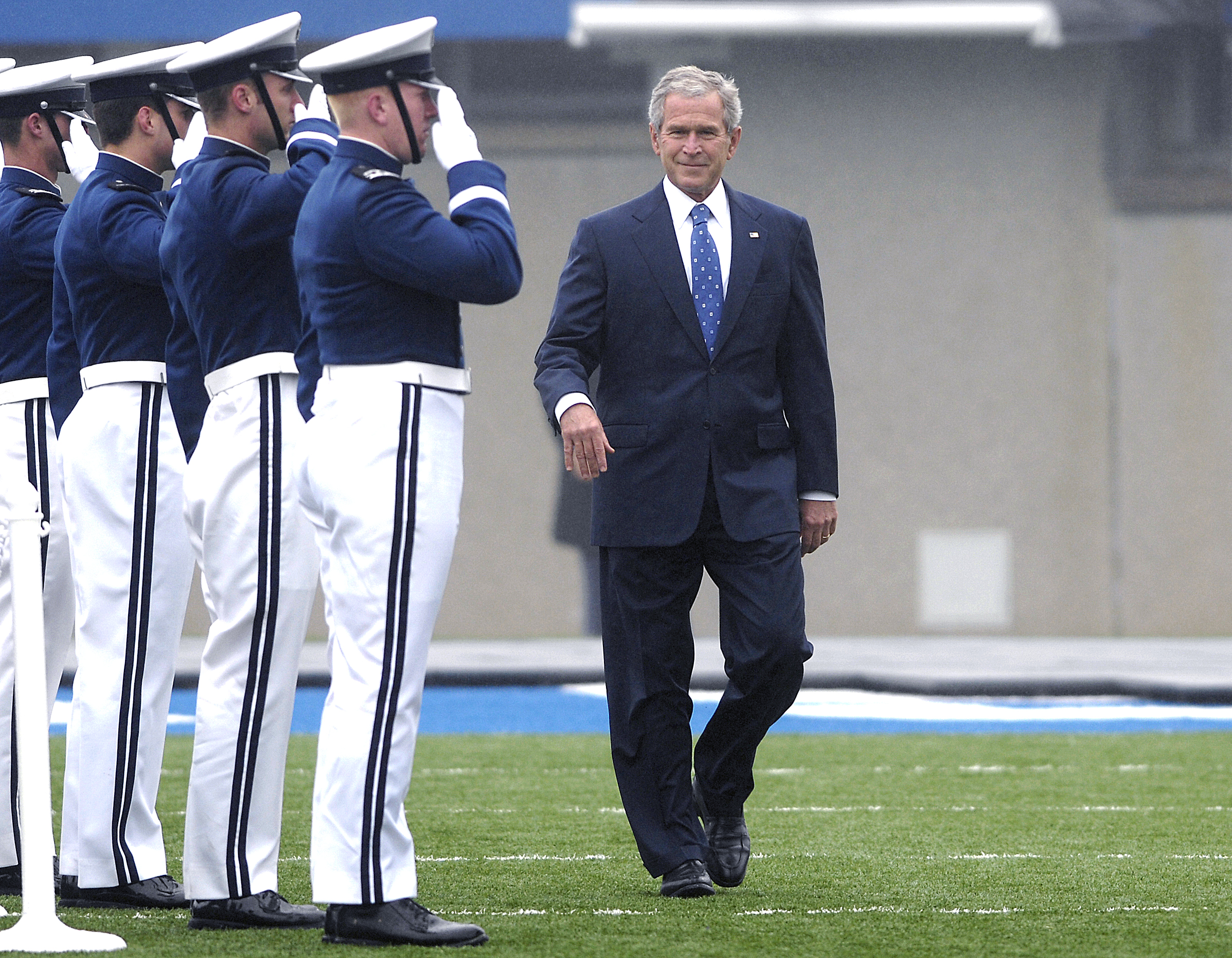 President George W. Bush arrives for the 2008 graduation and