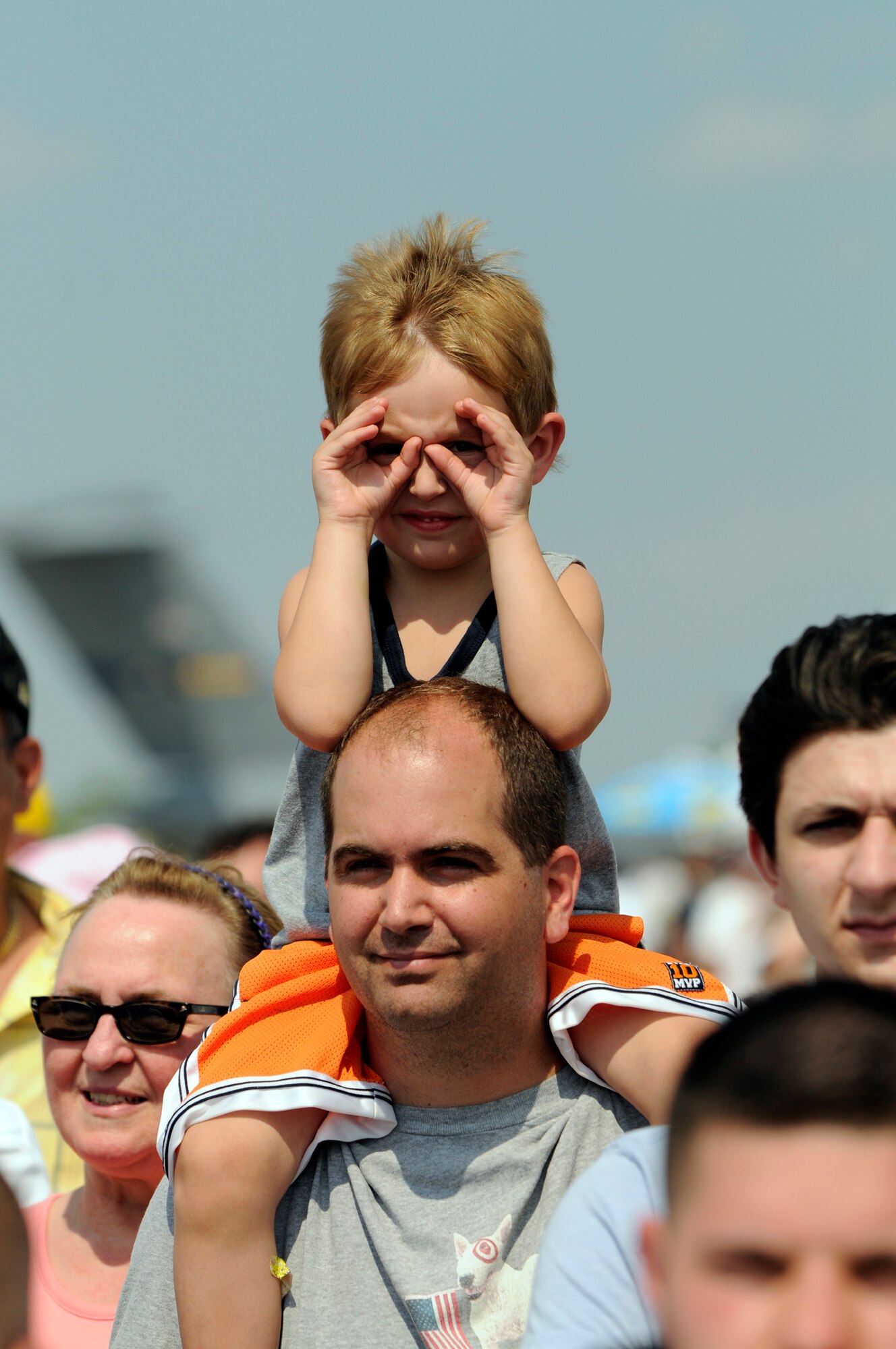 The crowd at the 2008 McGuire Air Expo watches as the U.S. Air Force Thunderbirds perform aerial maneuvers. Other performances included the F-15 E Strike Eagle Demonstration, Matt Chapman and the Geico Skytypers. McGuire’s own KC-10, C-17 and KC-135 were also on display for the 170,000 guests. (U.S. Air Force photo/Kenn Mann)