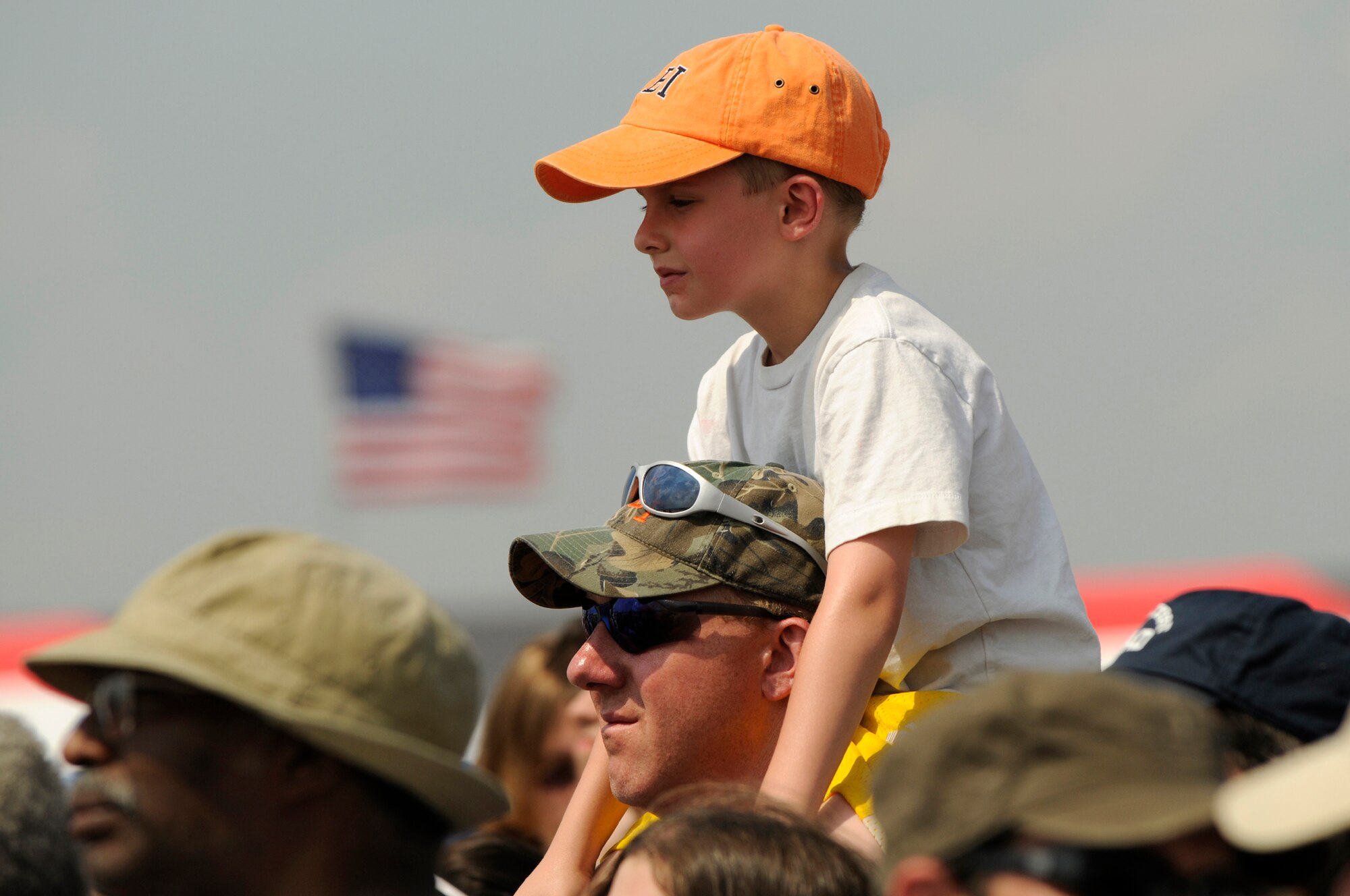 The crowd at the 2008 McGuire Air Expo watches as the U.S. Air Force Thunderbirds perform aerial maneuvers. Other performances included the F-15 E Strike Eagle Demonstration, Matt Chapman and the Geico Skytypers. McGuire’s own KC-10, C-17 and KC-135 were also on display for the 170,000 guests. (U.S. Air Force photo/Kenn Mann)