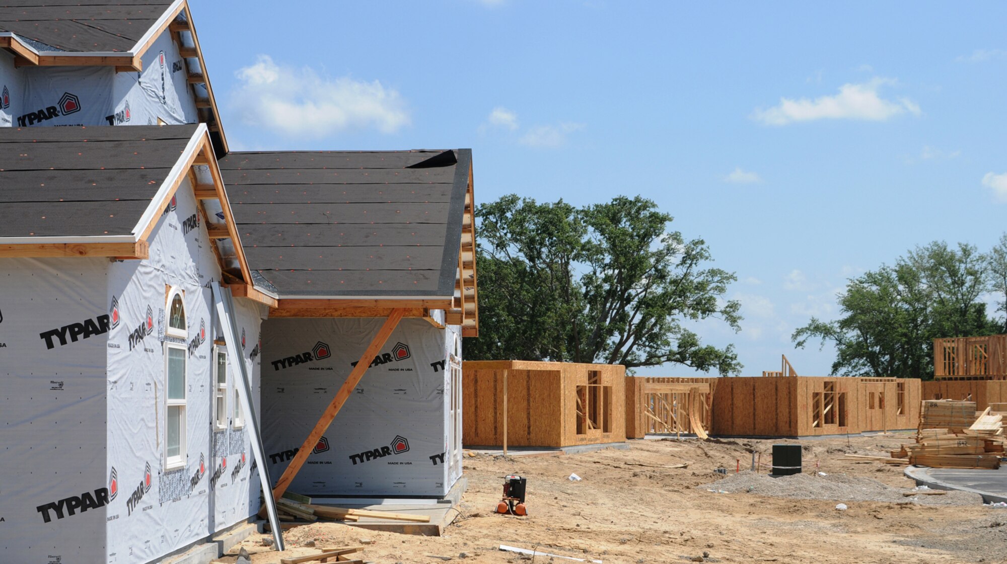 About 20 homes have been framed in Bay Ridge housing area.  (U.S. Air Force photo by Kemberly Groue)
