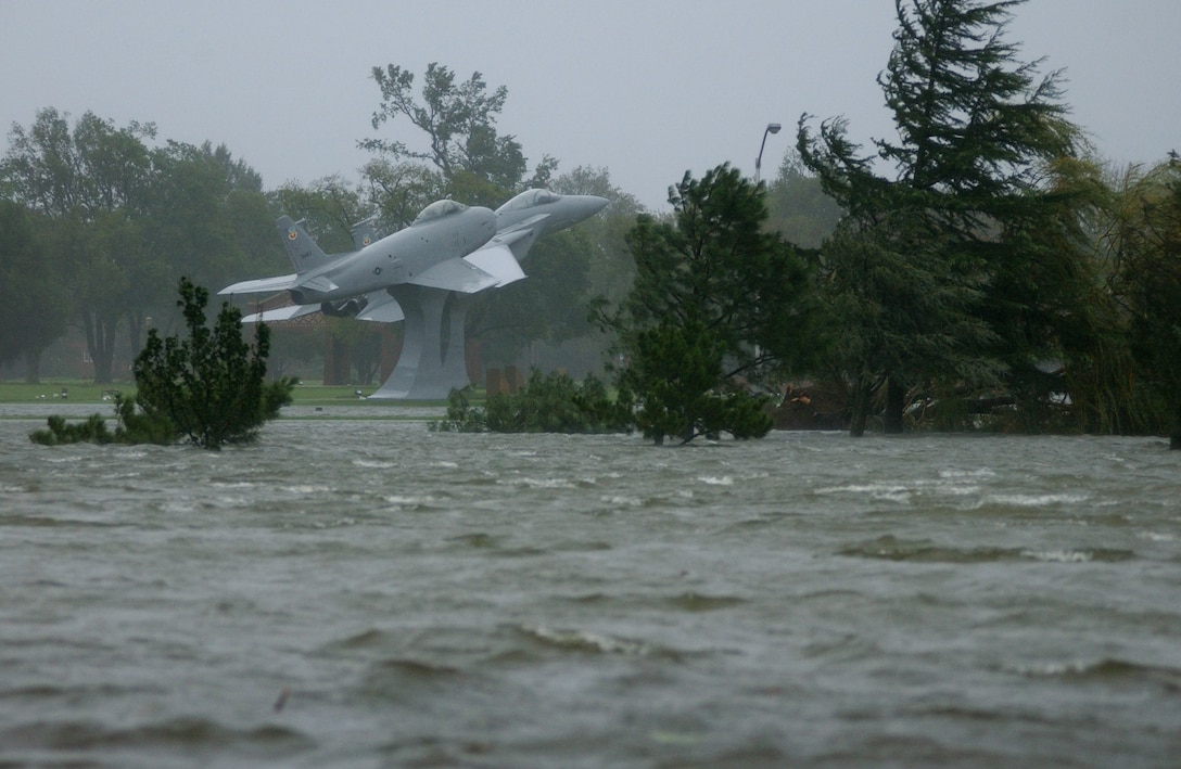 LANGLEY AIR FORCE BASE, Va. -- This photo of Memorial Park was taken during Hurricane Isabel Sept. 18, 2003. Isabel left 32 fatalities and $1.9 billion in damages throughout Virginia. (U.S. Air Force photo/Tech. Sgt. Ben Bloker)