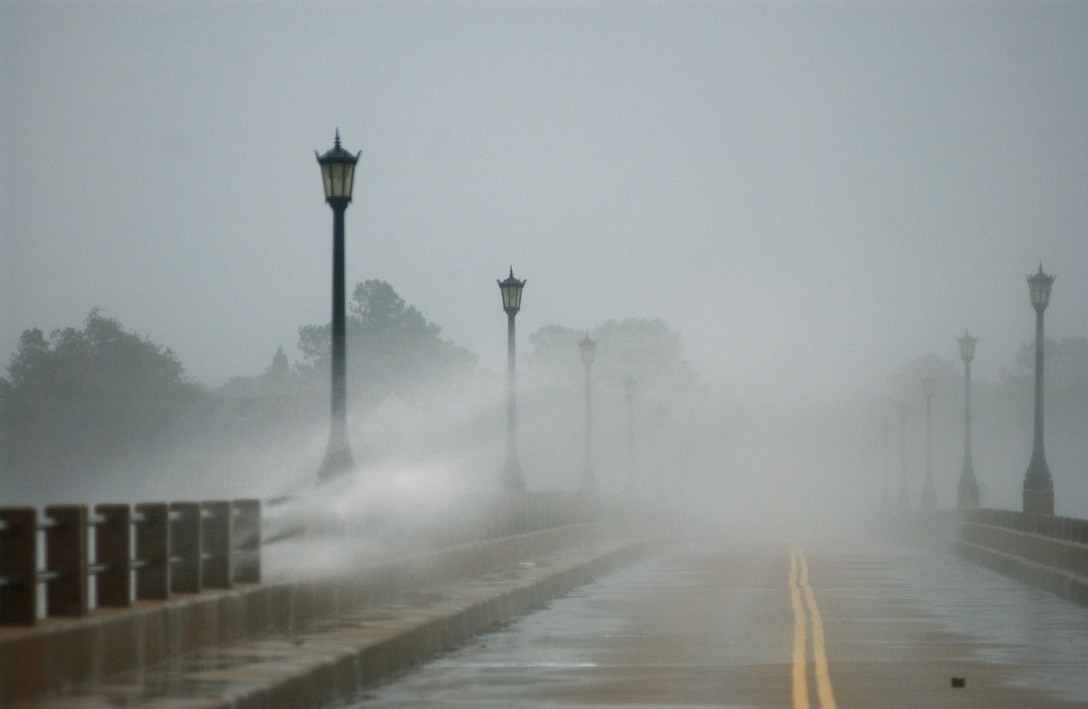 LANGLEY AIR FORCE BASE, Va. -- This photo of the King Street Bridge was taken during Hurricane Isabel Sept. 18, 2003. Isabel left 32 fatalities and $1.9 billion in damages throughout Virginia. (U.S. Air Force photo/Tech. Sgt. Ben Bloker)