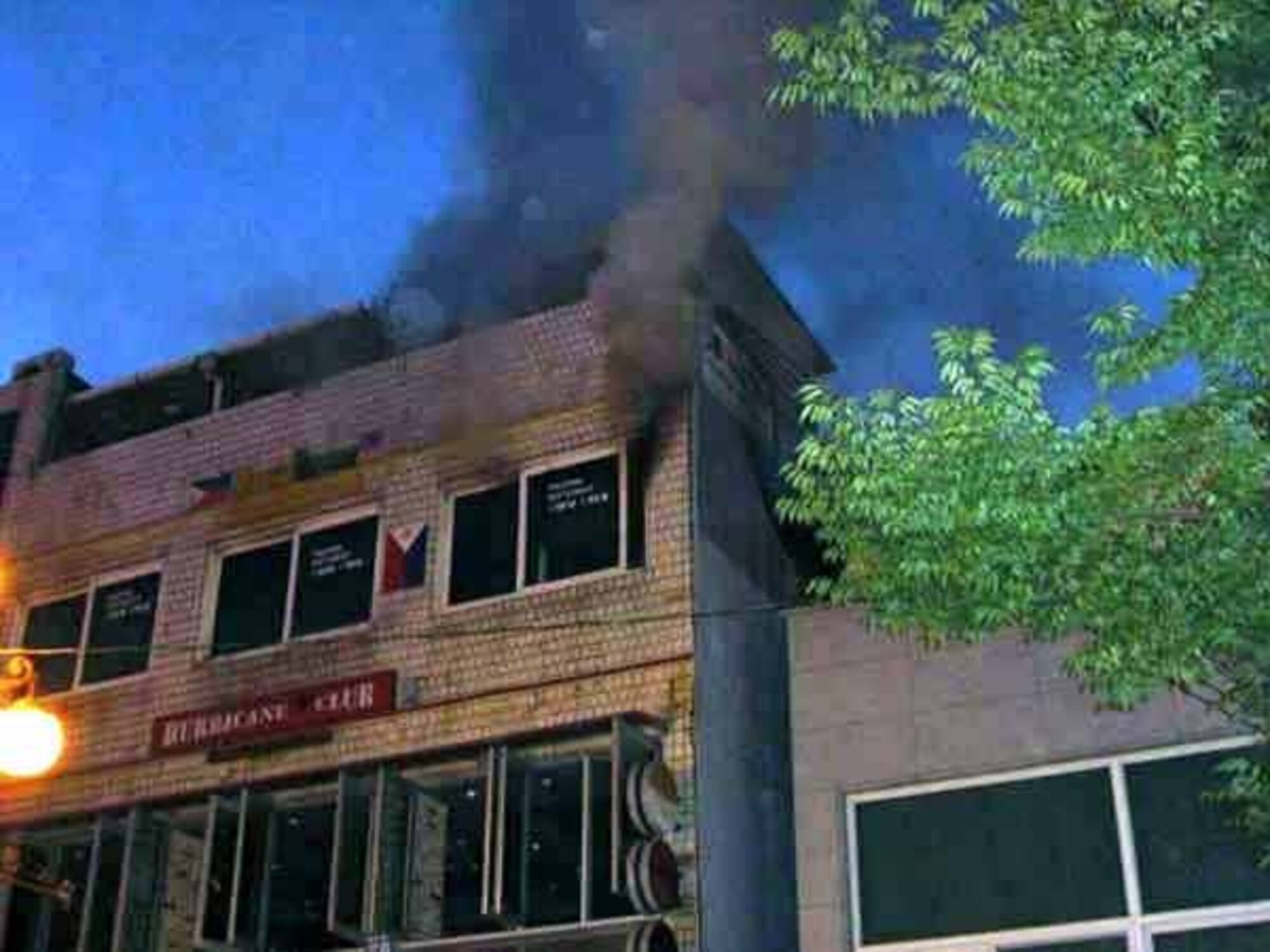 OSAN AIR BASE, Republic of Korea -- Smoke engulfs a local restaurant May 30. Members of the 51st Security Forces Squadron Town Patrol risked personal safety by entering the building to ensure a complete evacuation of patrons. (Courtesy photo) 