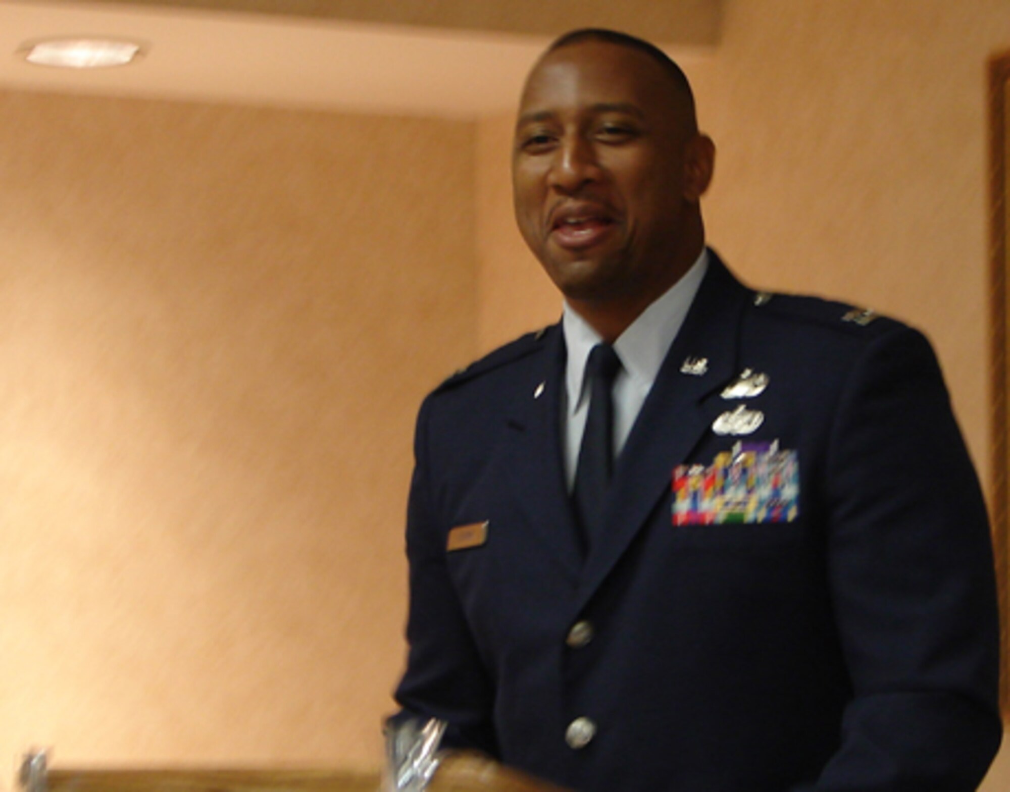 Capt. Grady Tucker was honored as a Young American Hero by the California State Society Daughters of Colonial Wars at a luncheon, June 9. The group honors service members for their patriotic service during war. The captain is a Purple Heart recipient.  (Photo by Alicia Garges)