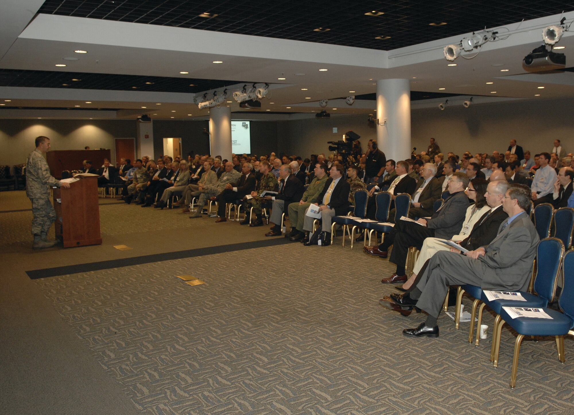 Brig. Gen. Hyten, Director of Requirements, HQ AFSPC/A5 speaks to GPS Partnership Council Members. (photo by Joe Juarez)