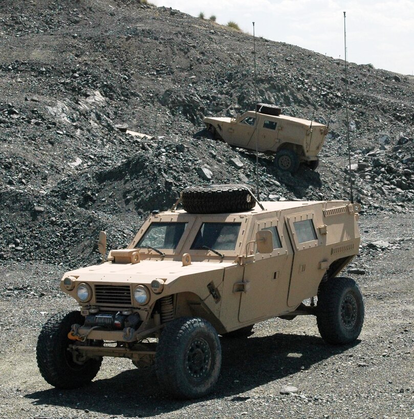 Soldiers from 101st Airborne Division test an enhanced logistic off-road vehicle prototype to see if it meets their standards for operational use in Afghanistan. Three prototype vehicles are being tested. U.S. Army photo by Sgt. Jessica L. Sheldon, 382nd Public Affairs Detachment