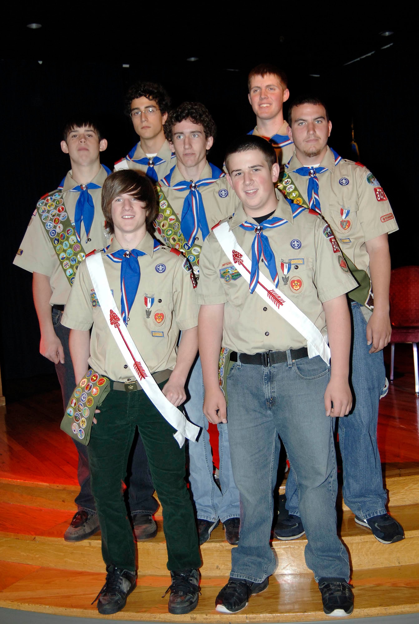 FAIRCHILD AIR FORCE BASE, Wash. – Newly selected Eagle Scouts from Troop 342 pose for a group photo at the Deel Community Center here June 6. (U.S. Air Force photo / Staff Sgt. JT May III)