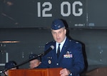 Col. Ronald Buckley, now 12th Operations Group commander, addresses those in attendance at his change of command. (U.S. Air Force photo by Rich McFadden)
