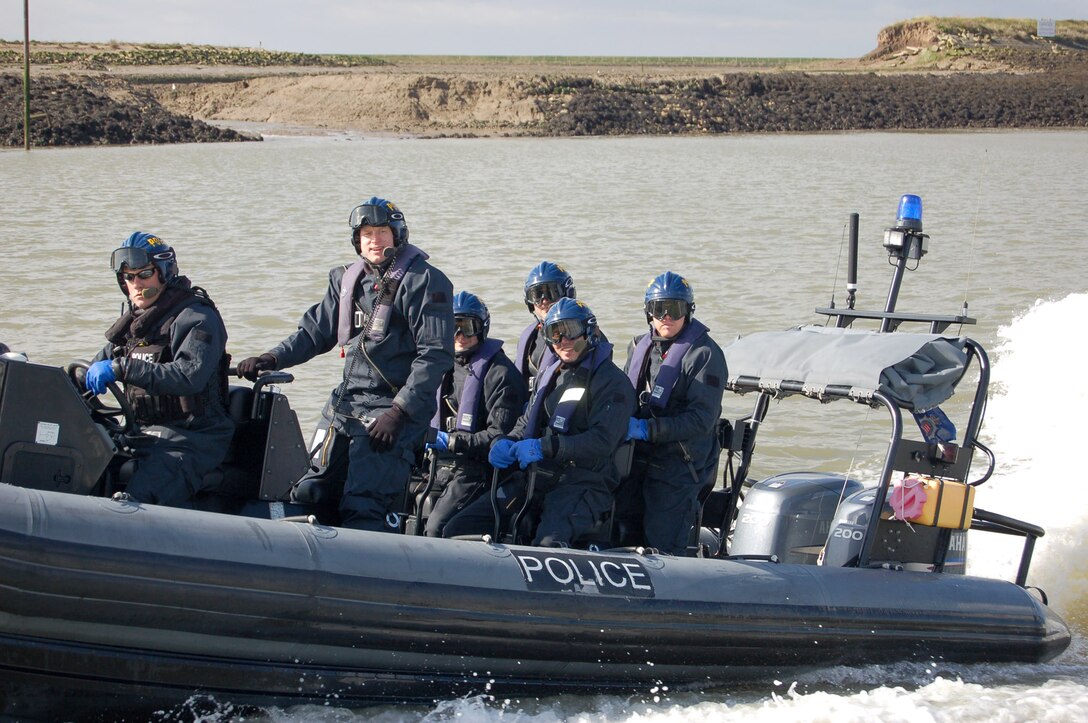 AFOSI Agents training with the Essex Police Tactical Boat Unit in England (U.S. Air Force photo)