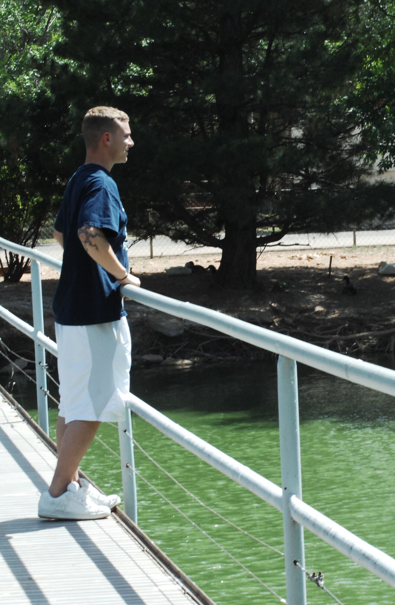 CANNON AIR FORCE BASE, N.M. --  Airman 1st Class Alex Schatzman, 27th Special Operations Logistics Readiness Squadron, enjoys a day at the Hillcrest zoo.   The zoo is the second largest in New Mexico and is open Tuesday to Sunday from 9 a.m. to 4:30 p.m. Entry fees are $1 for ages 3-12, $1.50 for military families, $2 for ages 13 and older, and children under two are admitted free. The zoo is located at 10th Street & Sycamore in Clovis. (U.S. Air Force photo/Senior Airman Liliana Moreno)