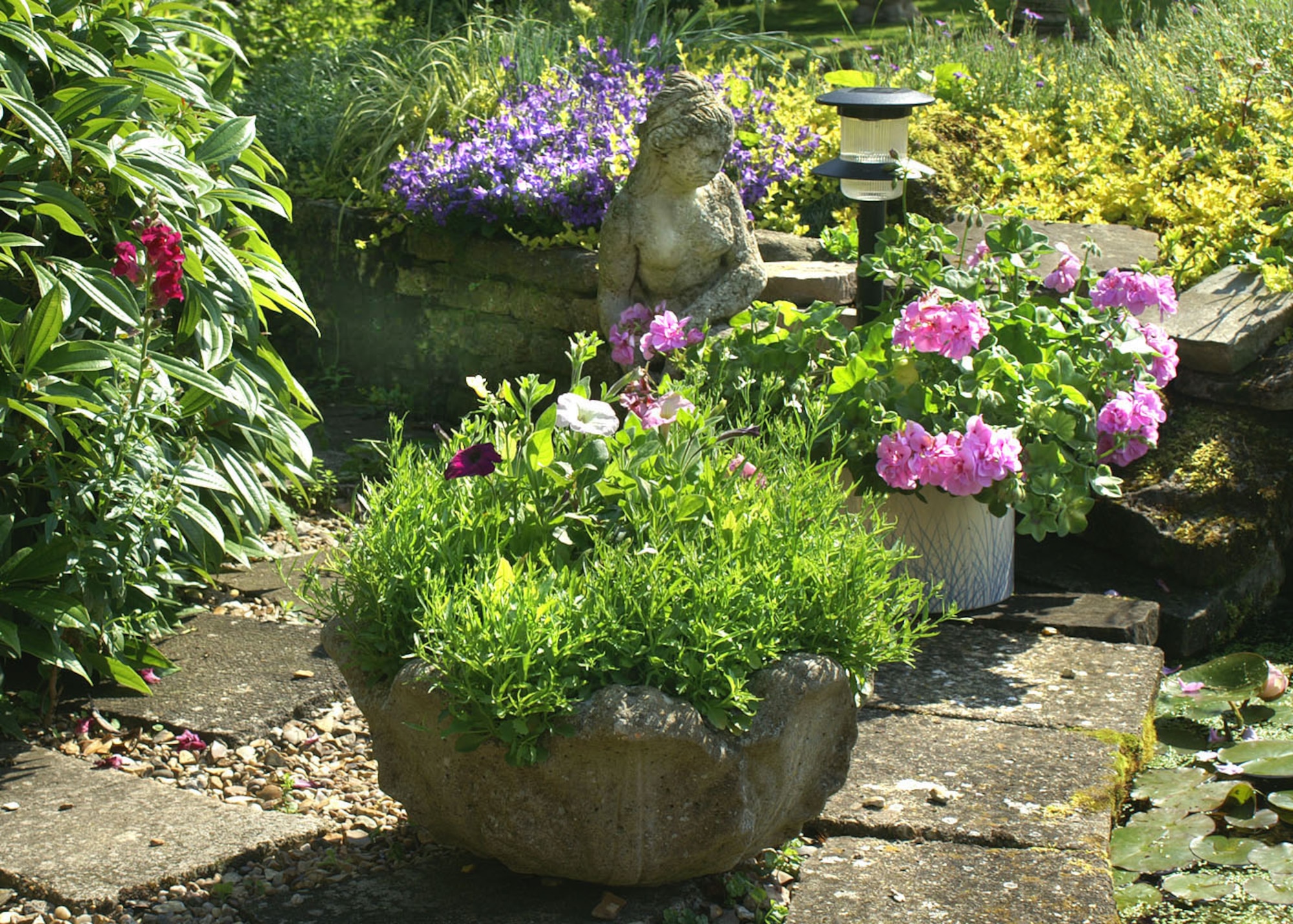 Garden planters come in many forms. (U.S. Air Force photo by Judith Wakelam)