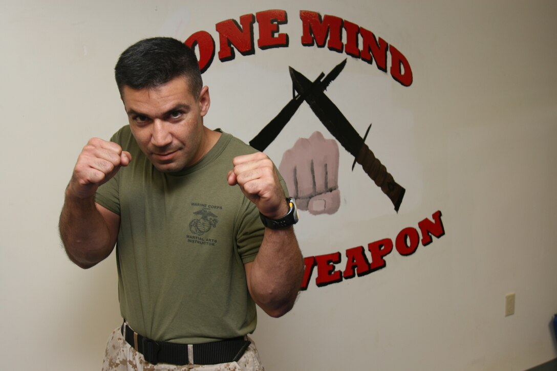 Master Sgt. Fancisco J Noda is black-belt instructor for the Marine Corps Martial Arts Program, a brown in belt in Judo and studies Mui Thai and Jujutsu.
