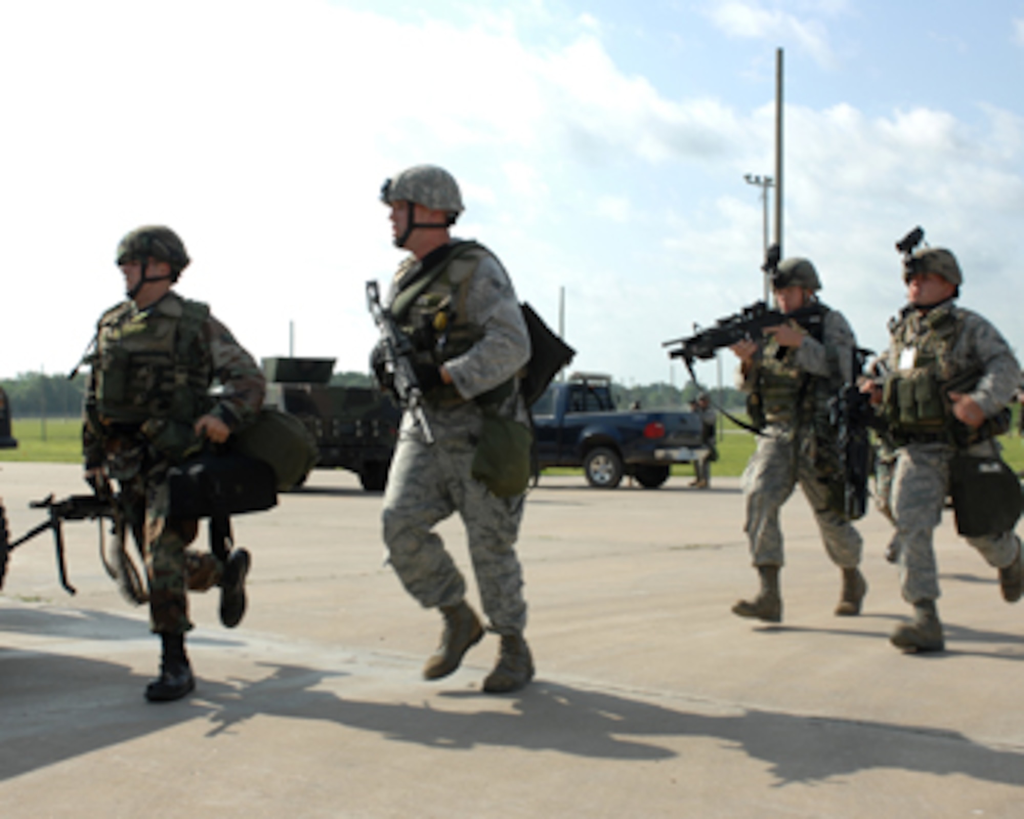 WHITEMAN AIR FORCE BASE, Mo,. - 509th Security Forces Squadron members respond to a security incident at the munitions storage area. (U.S. Air Force photo/ Staff Sgt. Charles Larkin)