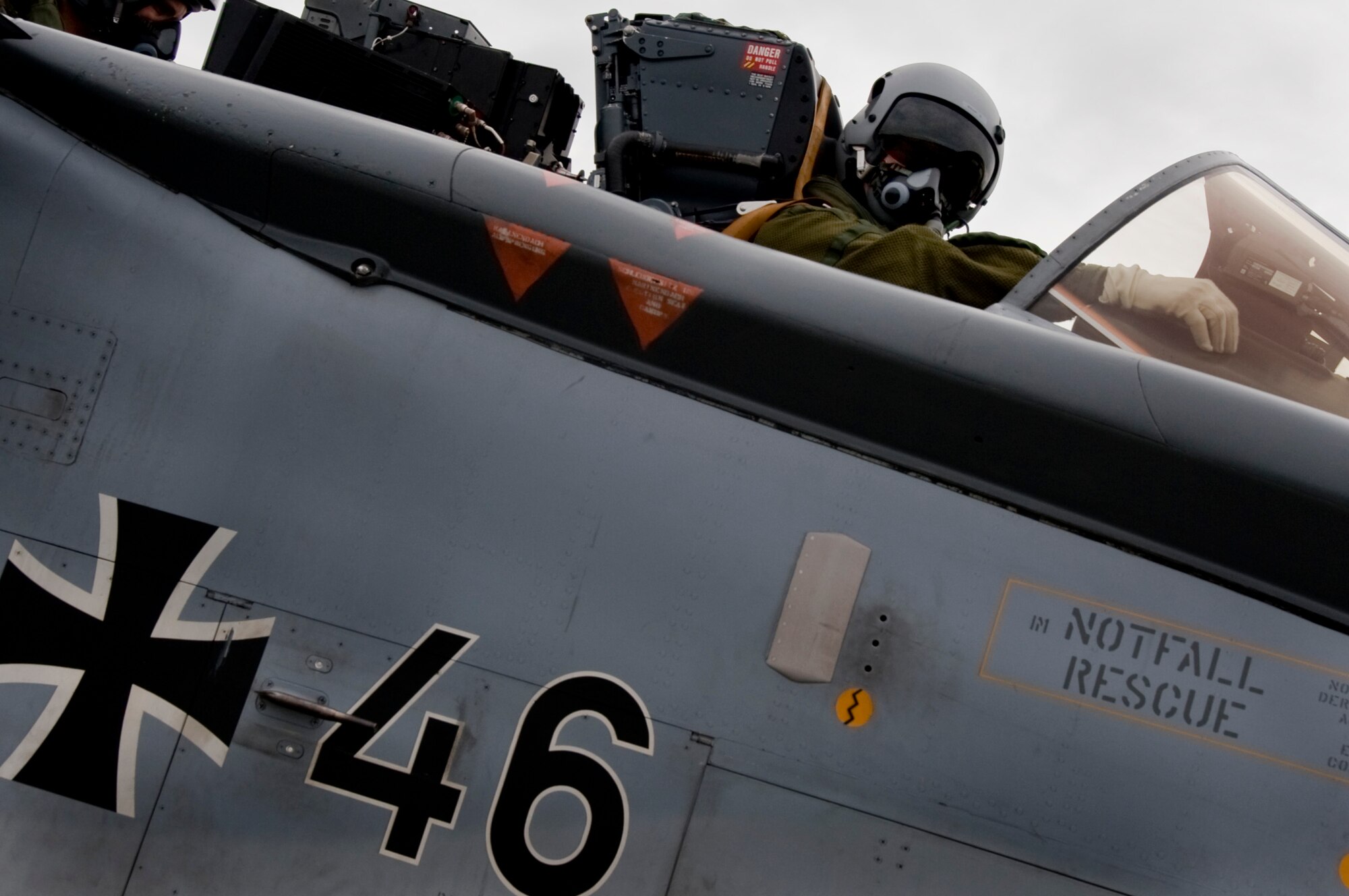 EIELSON AIR FORCE BASE, Alaska --A German Air Force pilot goes through pre-flight inspections before participating in a RED FLAG-ALASKA exercise June 12, 2008. Red Flag-Alaska, a series of Pacific Air Forces commander-directed field training exercises for U.S. forces, provides joint offensive counter-air, interdiction, close air support, and large force employment training in a simulated combat environment. (U.S. Air Force photo by Airman 1st Class Christopher Griffin) 