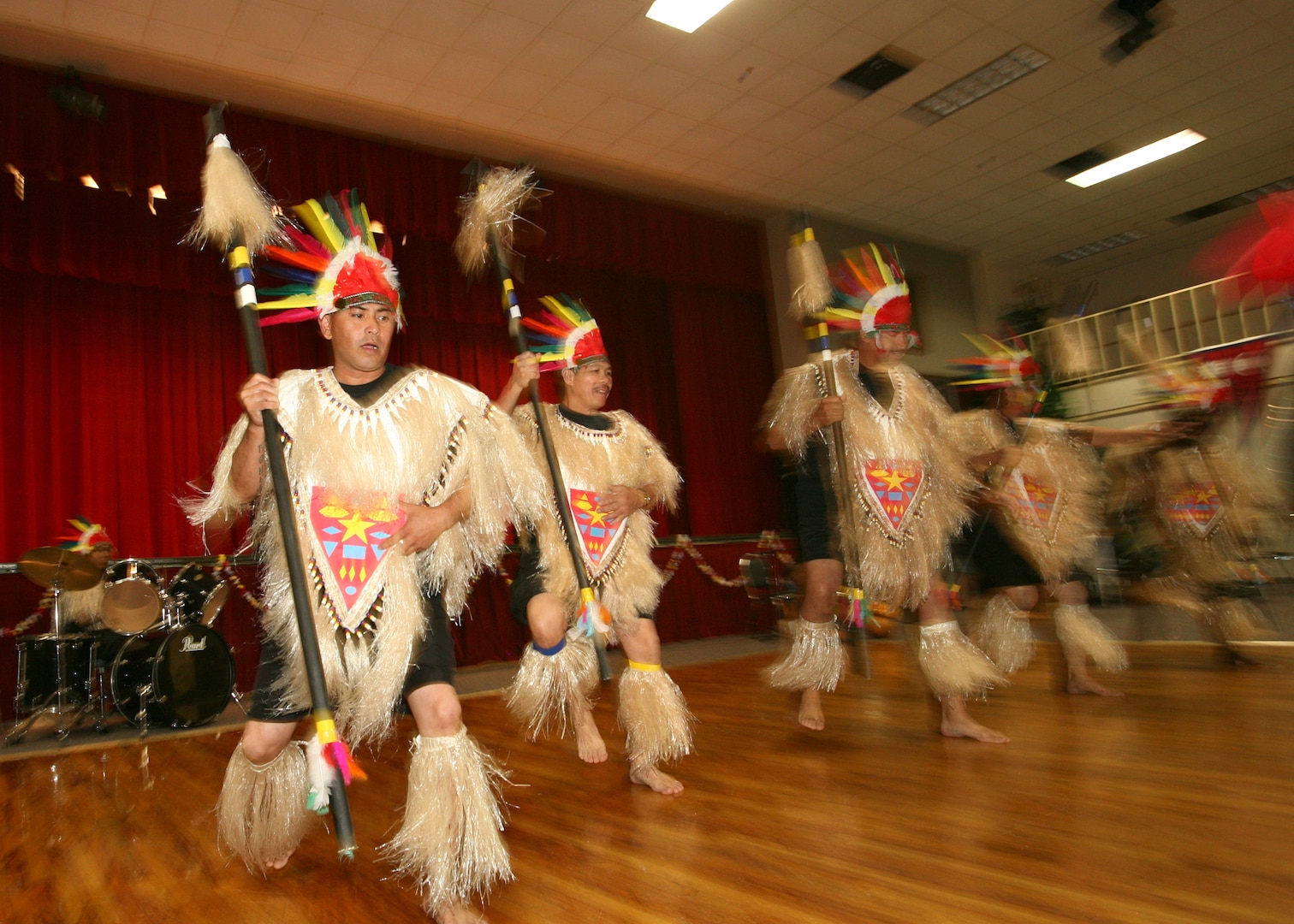 5/27/2008 - A traditional dance is demonstrated during the Asian/Pacific Islander food tasting at Arnold Hall May 27.  More than 400 Team Lackland members were on hand to sample food and watch dancing, martial arts and sumo demonstrations.  
(USAF photo by Robbin Cresswell)