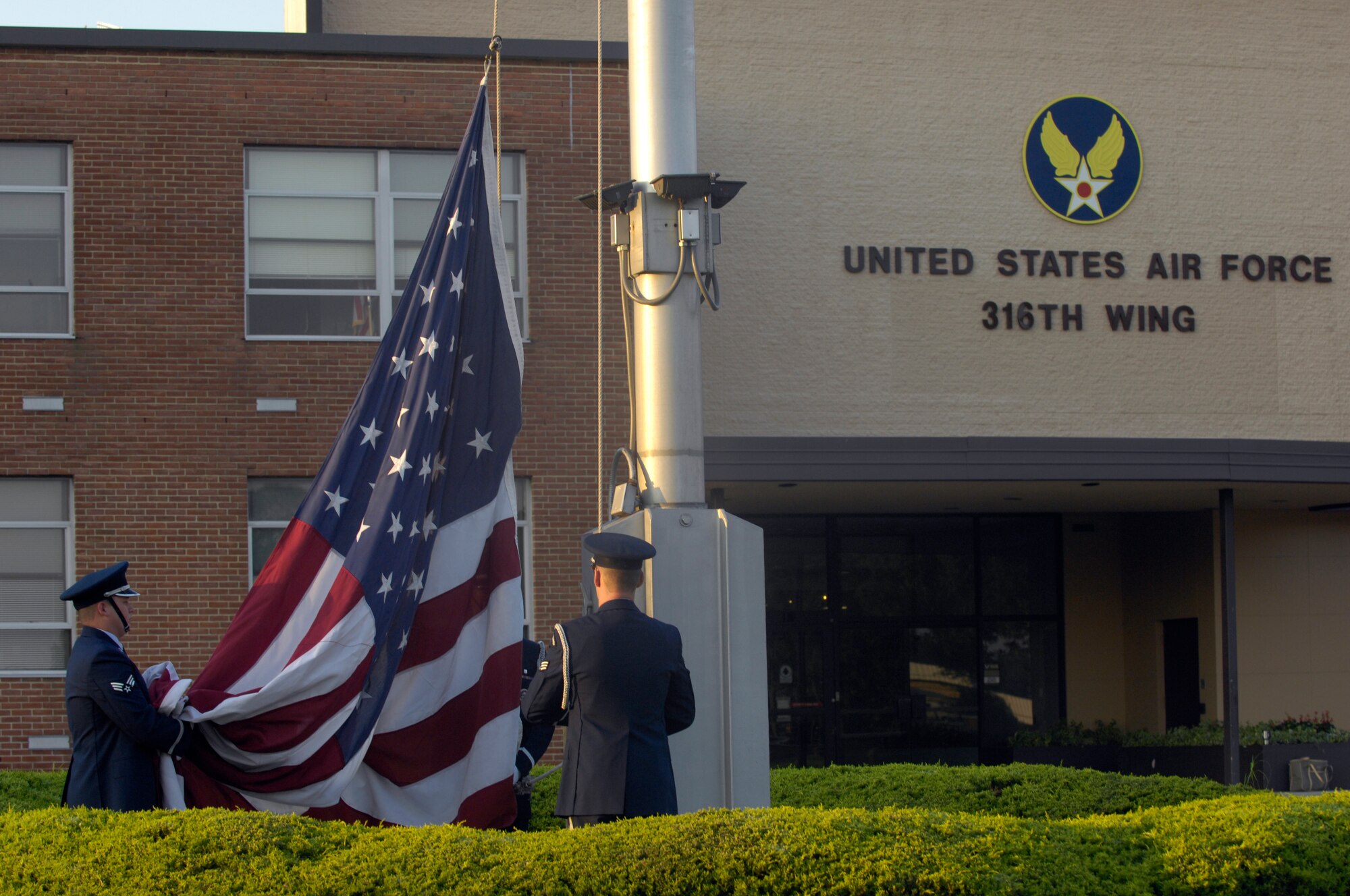 Members of the Andrews Air Force Base Honor Guard perform a flag detail in celebration of Flag Day at Andrews Air Force Base, Md., on Jun 13, 2008. (U.S. Air Force photo by Senior Airman Renae Kleckner)(released)