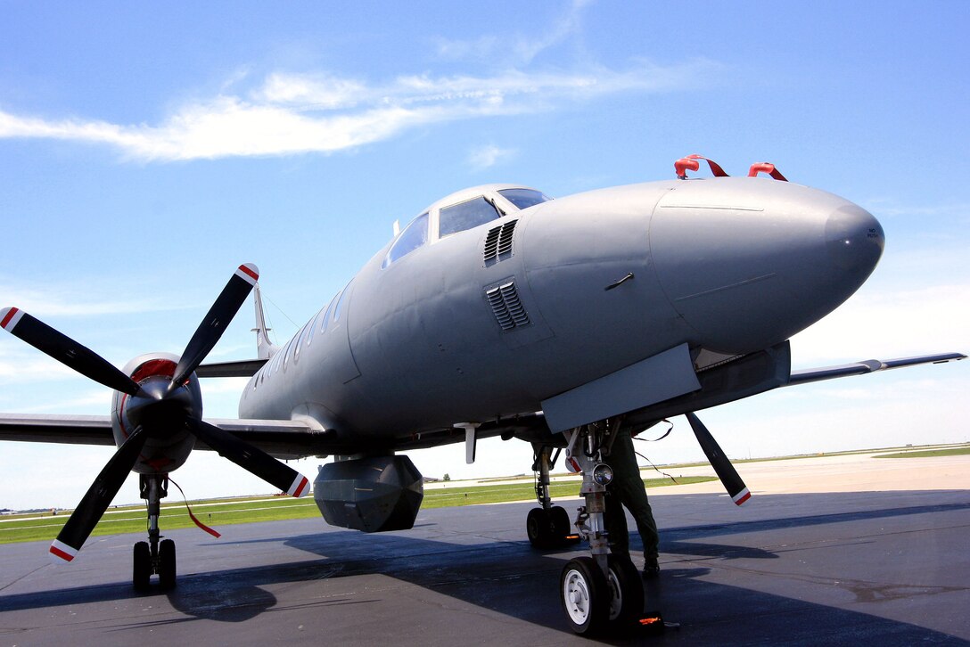 An RC-26 aircraft provided live footage about washed out roads, damage to infrastructure and other information that Indiana may have lacked June 11 for the Indiana National Guard. The aircraft and aircrew were from the 130th Airlift Wing out of Charleston, W.V. (US Army photo/Staff Sgt. Marvin Cornell) 
