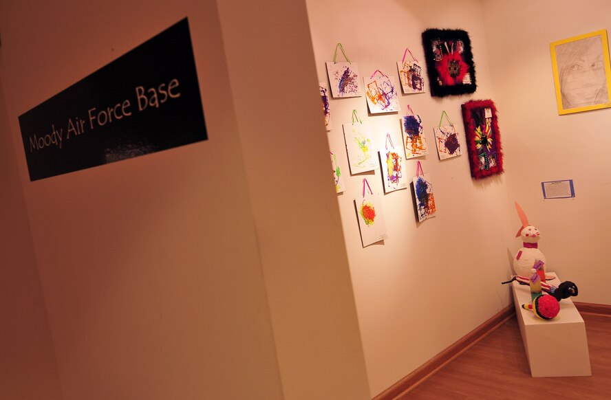 MOODY AIR FORCE BASE, Ga. -- Varying artwork from Moody's children and youth groups are on display at the Annette Howell Turner Center for the Arts in Valdosta June 13. The artwork included 3-D art, quilts, homemade pillows, collages, fine arts, fashion designs and photography. (U.S. Air Force photo by Senior Airman Elizabeth Rissmiller)
