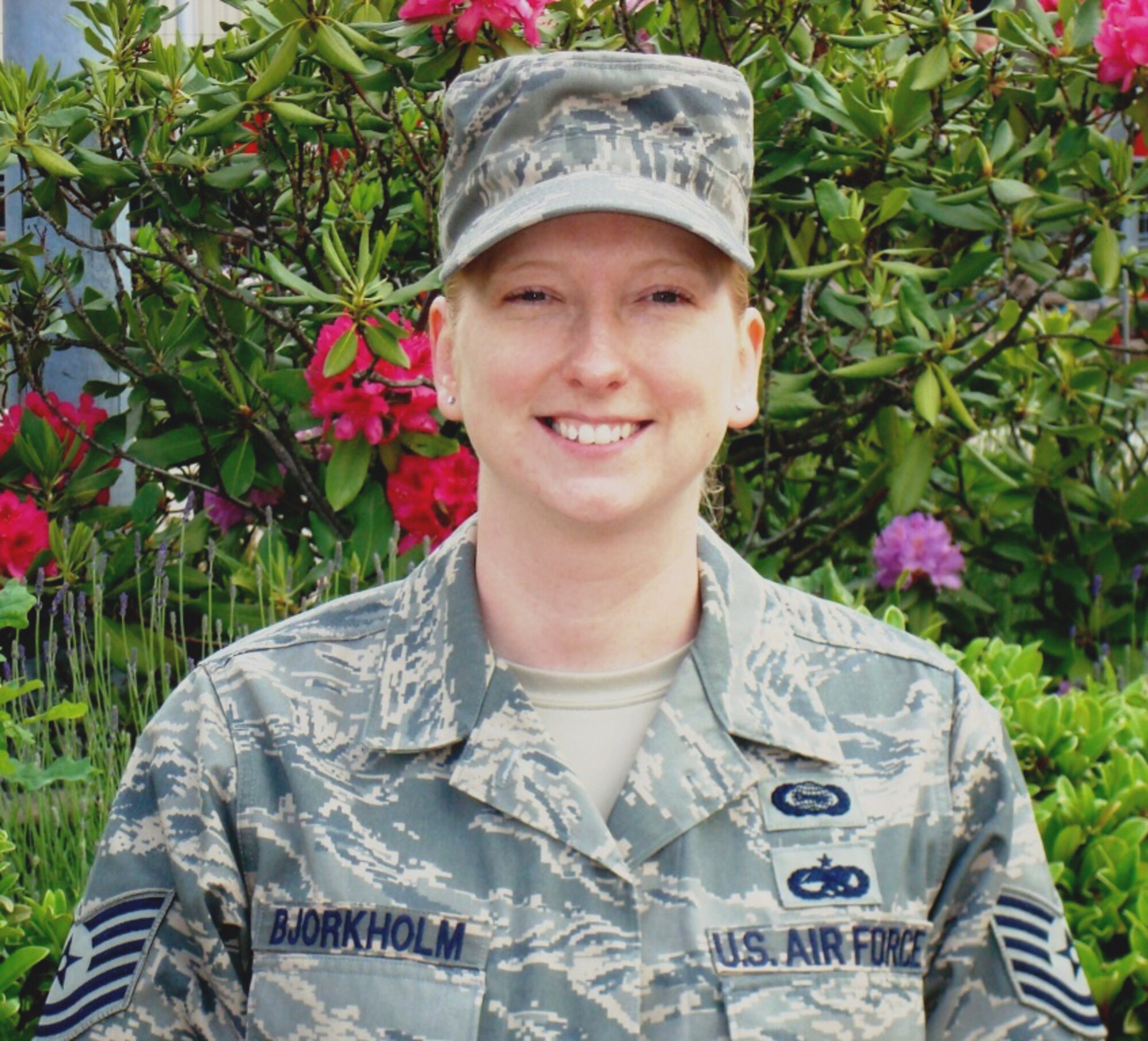SPANGDAHLEM AIR BASE, Germany – Tech. Sgt. Kerri R. Björkholm, 52nd Operations Support Squadron Antiterrorism and Force Protection NCOIC, has been named the 52nd Fighter Wing's Top Saber Performer for the week of June 6-12.  (Courtesy Photo)