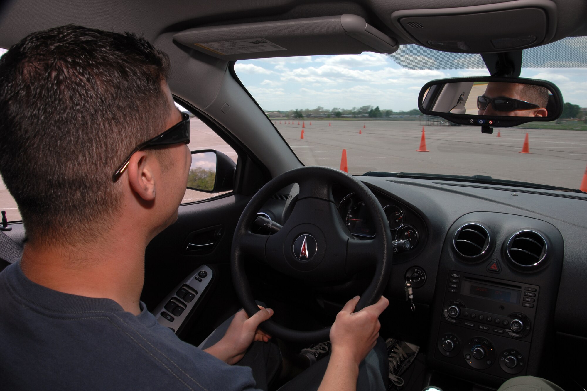 Staff Sgt. Steven Jackson of the 97th Intelligence Squadron takes part in the DUI experience exercise held here May 20. (U.S. Air Force Photo By/Josh Plueger)