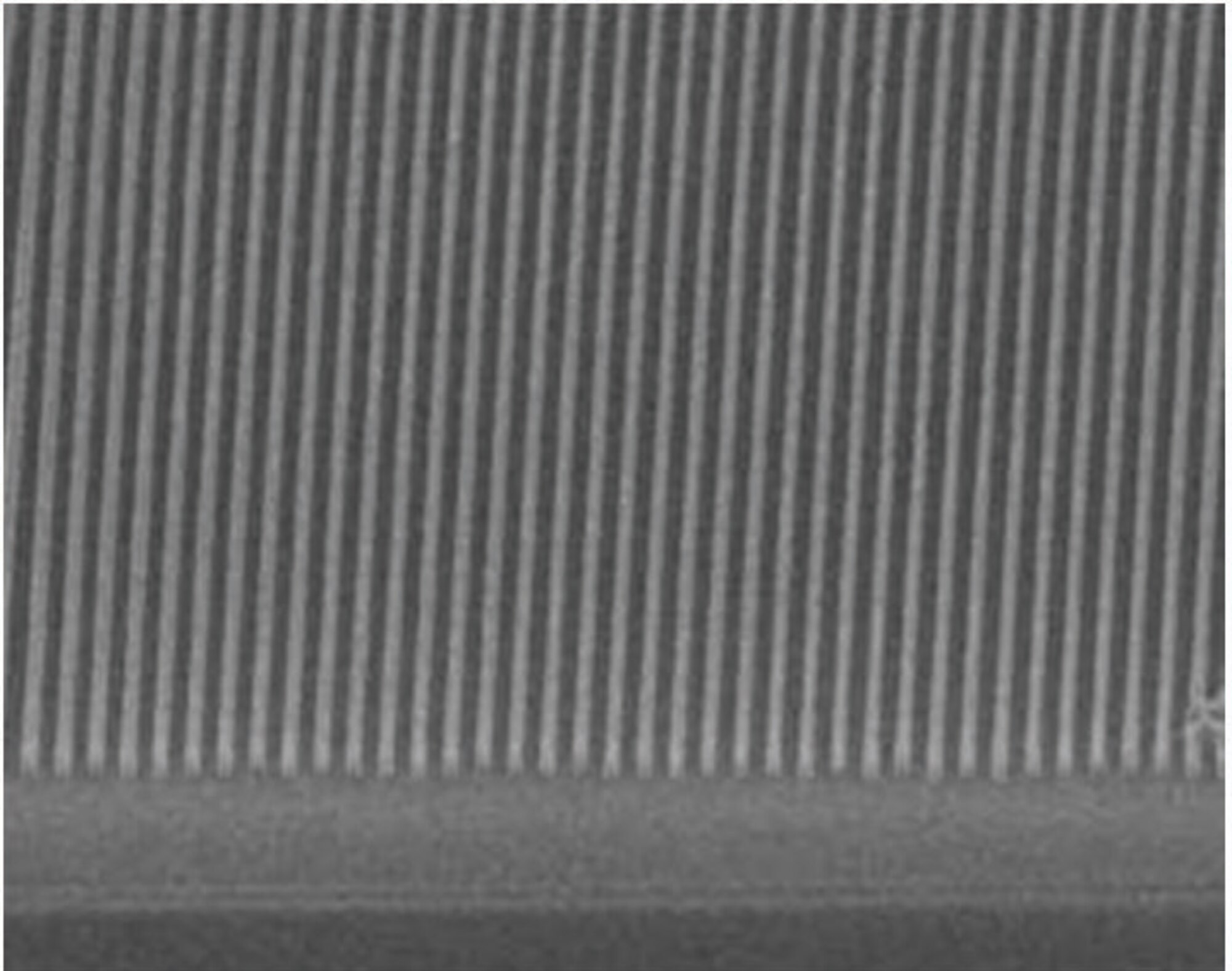 Highly magnified depiction of chirped grating enabling controllable tuning of laser emissions via laser physical positioning, a technology promising better remote sensing of chemical agents and other harmful substances