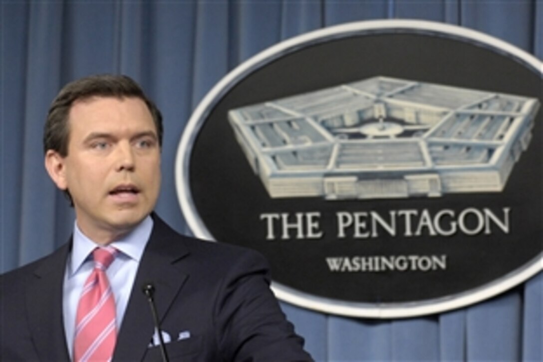 Department of Defense Press Secretary Geoff Morrell holds a Department of Defense update press briefing at the Pentagon on June 17, 2008.  Morrell spoke about the situation in Afghanistan and other subjects.