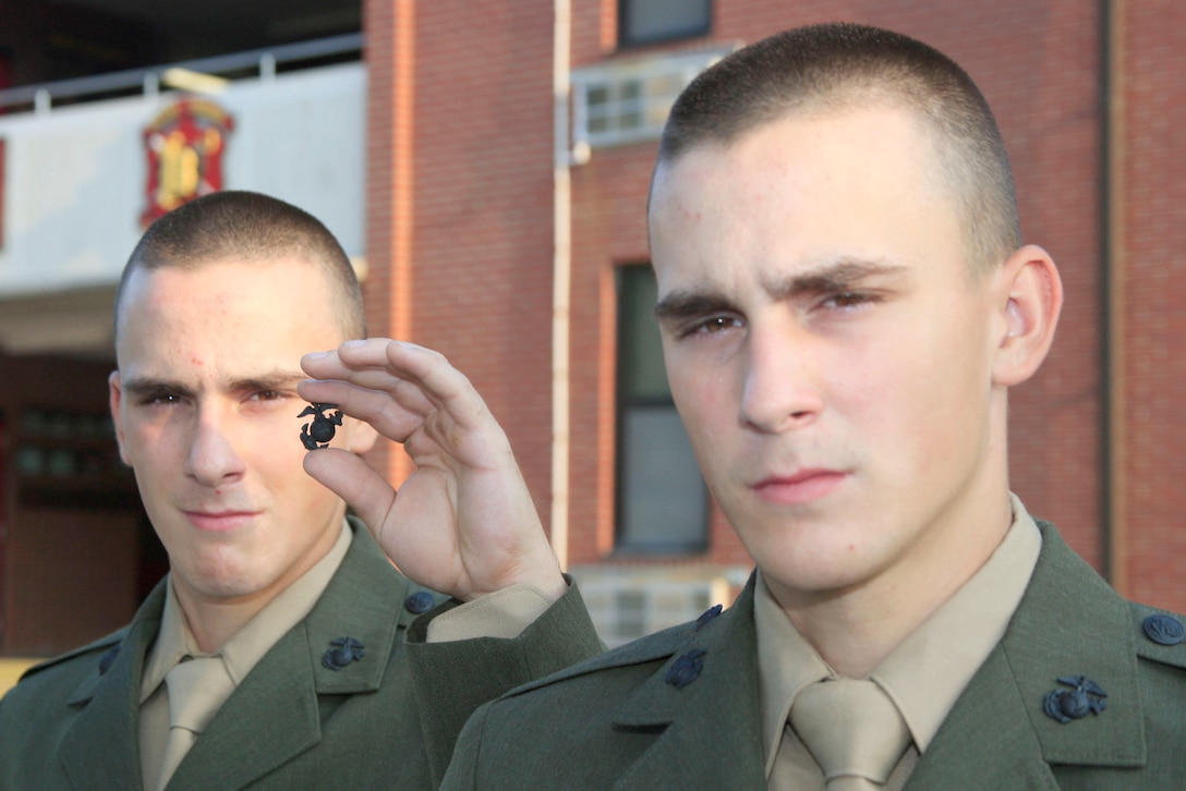Privates Derrick and Eric Collins overcame much on their way to becoming Marines. Now, with the Eagle, Globe and Anchor in hand, the twin brothers are on their way to the School of Infantry.