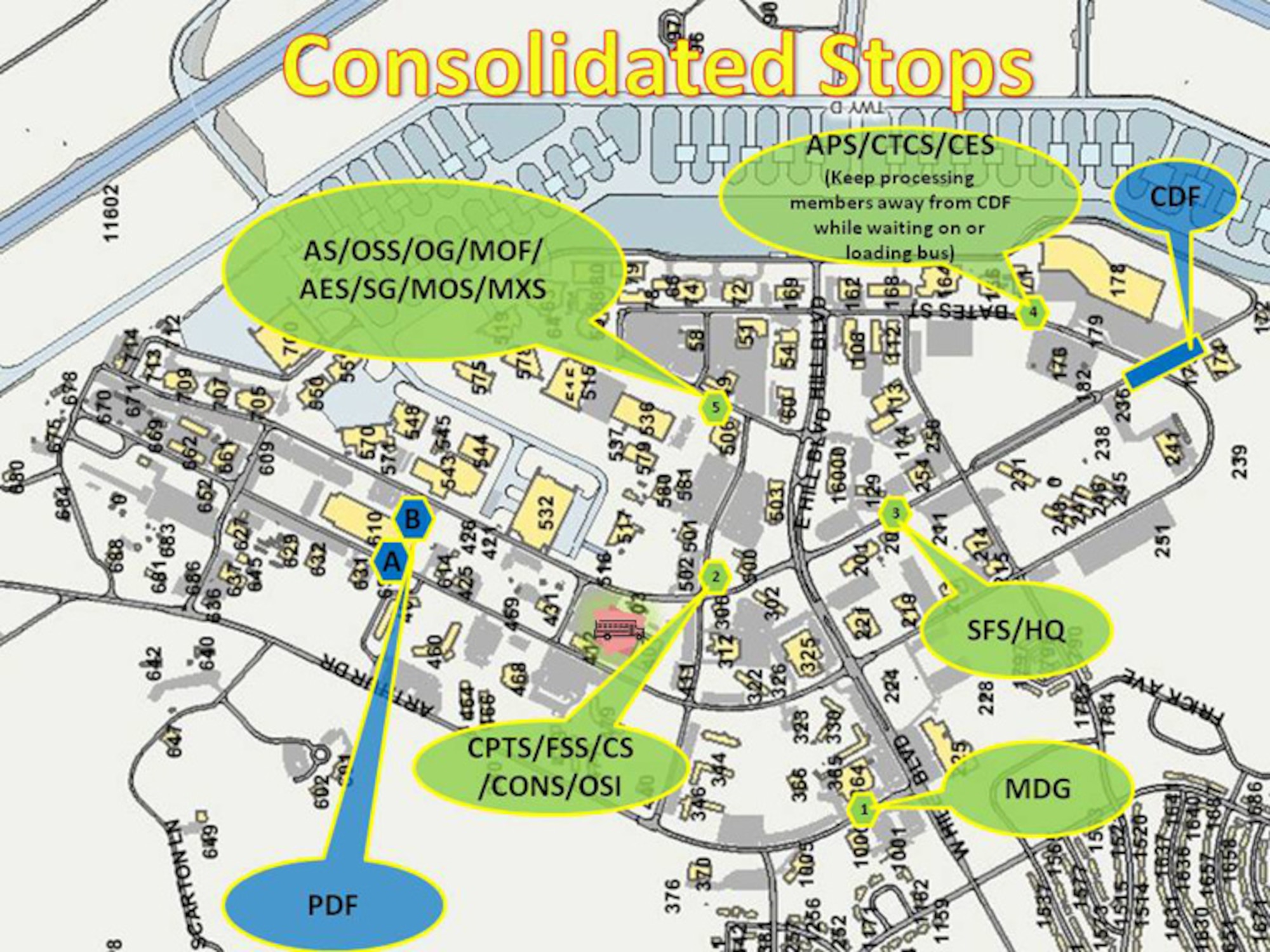 Consolidated mobility bus stops