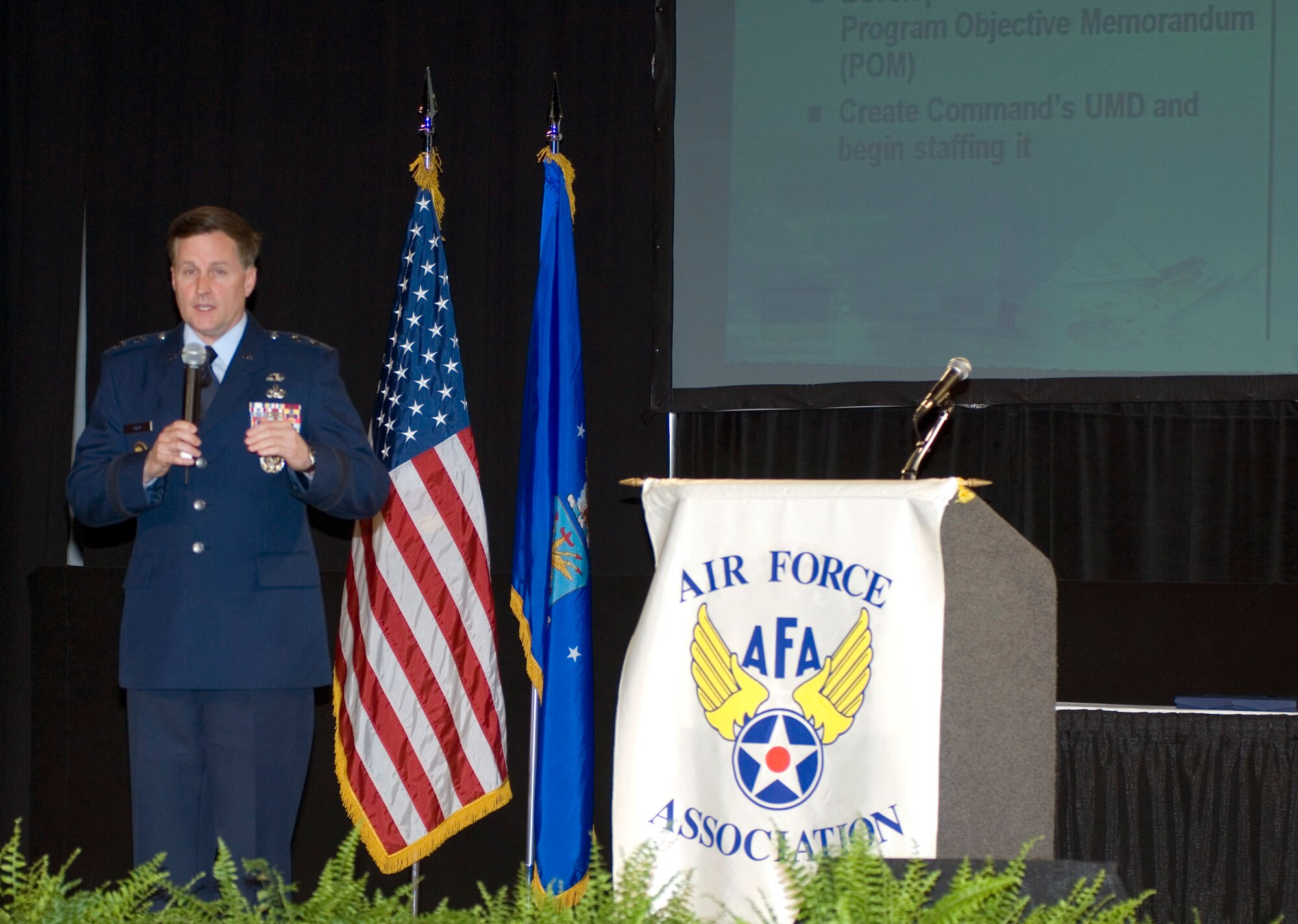 Maj. Gen. William T. Lord addresses the Air Force's 2nd annual Cyberspace Symposium June 18 in Marlborough, Mass.  General Lord is the commander of Air Force Cyber Command (Provisional). (U.S. Air Force photo/Rick Berry)
