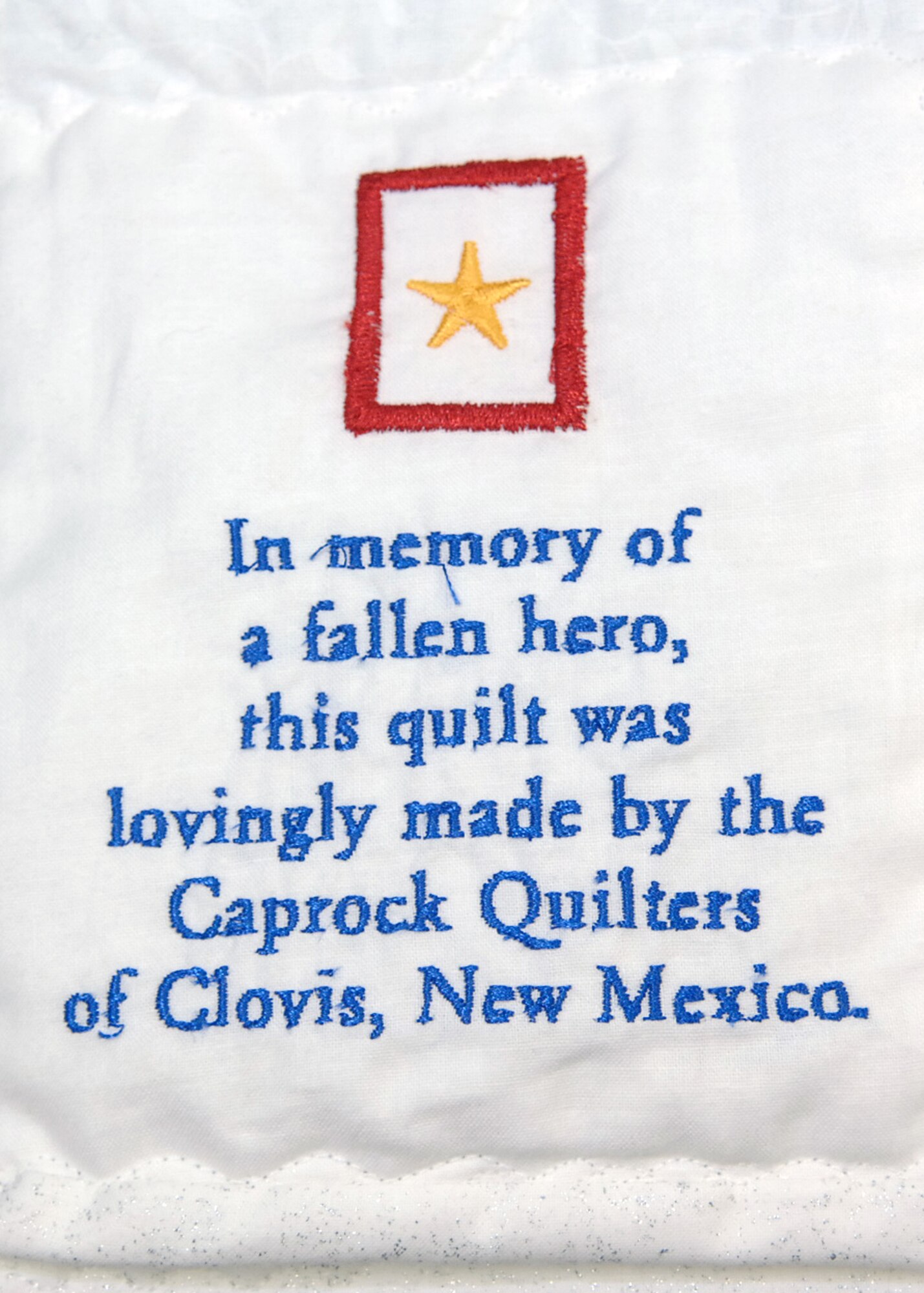 CANNON AIR FORCE BASE, N.M. --The Caprock Quilters  presented six quilts to the family of Sgt. 1st Class Travis Bachman, who was killed in Iraq in August 2007. The quilters have made more than 400 quilts to honor the men and women who have died in combat. (Air Force photo by Airman 1st Class Danielle Martin)