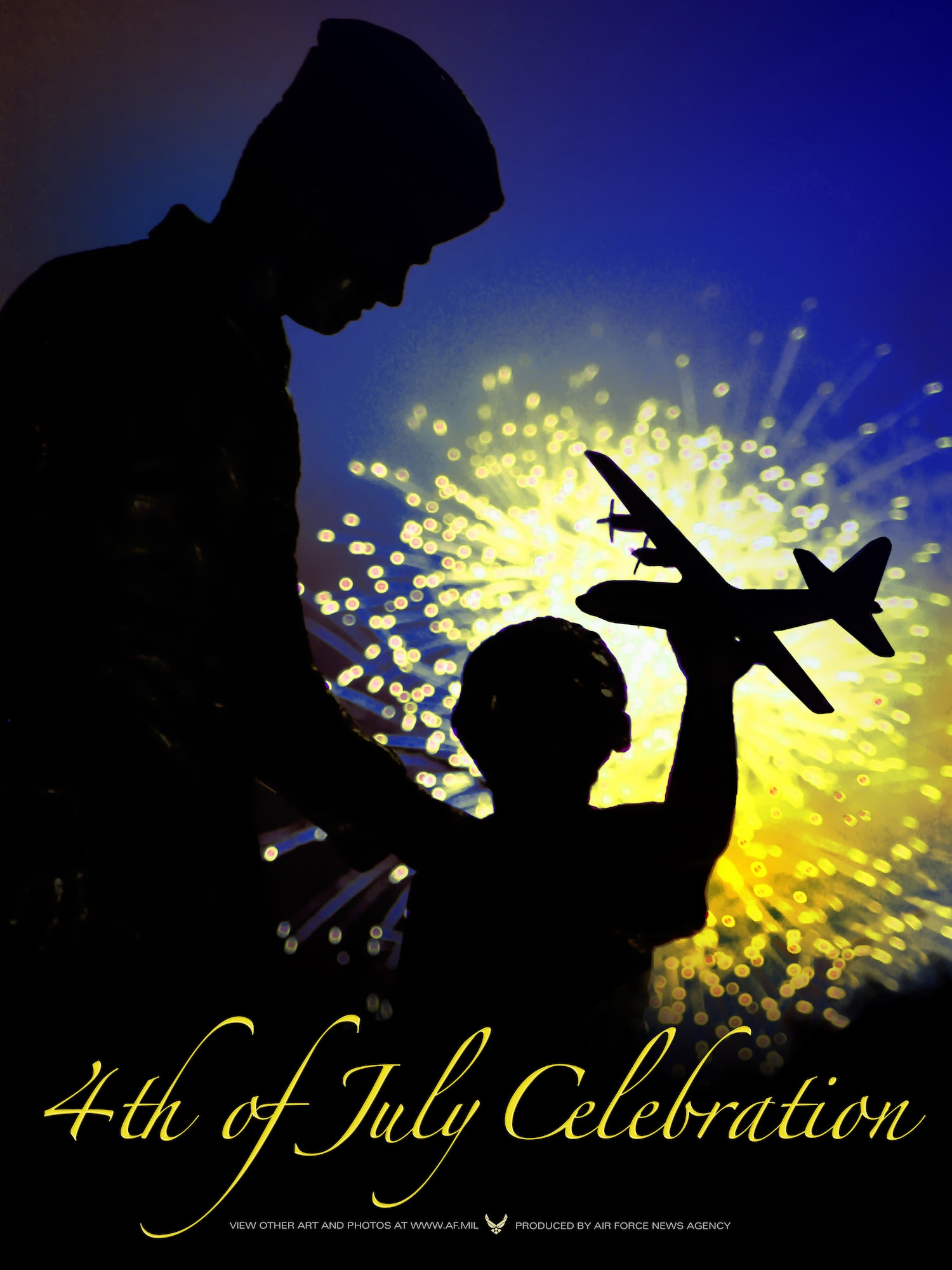 Poster #4 for the 4th of July created by Virginia Reyes of the Air Force News Agency. Air Force Link does not provide printed posters but a PDF file of this poster is available for local printing. Requests can be made to afgraphics@dma.mil. Please specify the title and number