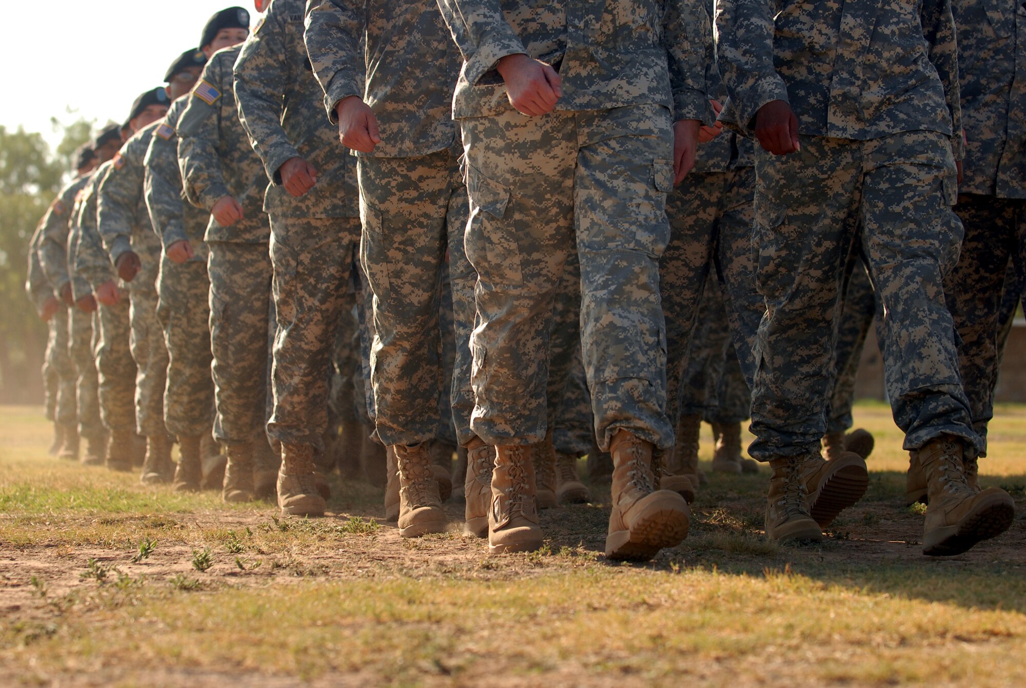 Soldiers from the 344 MIBn march in formation during the change of command ceremony. More than 300 people were in attendance for the event held at historic Fort Concho June 18. (U.S. Air Force photo by Staff Sgt. John Barton)