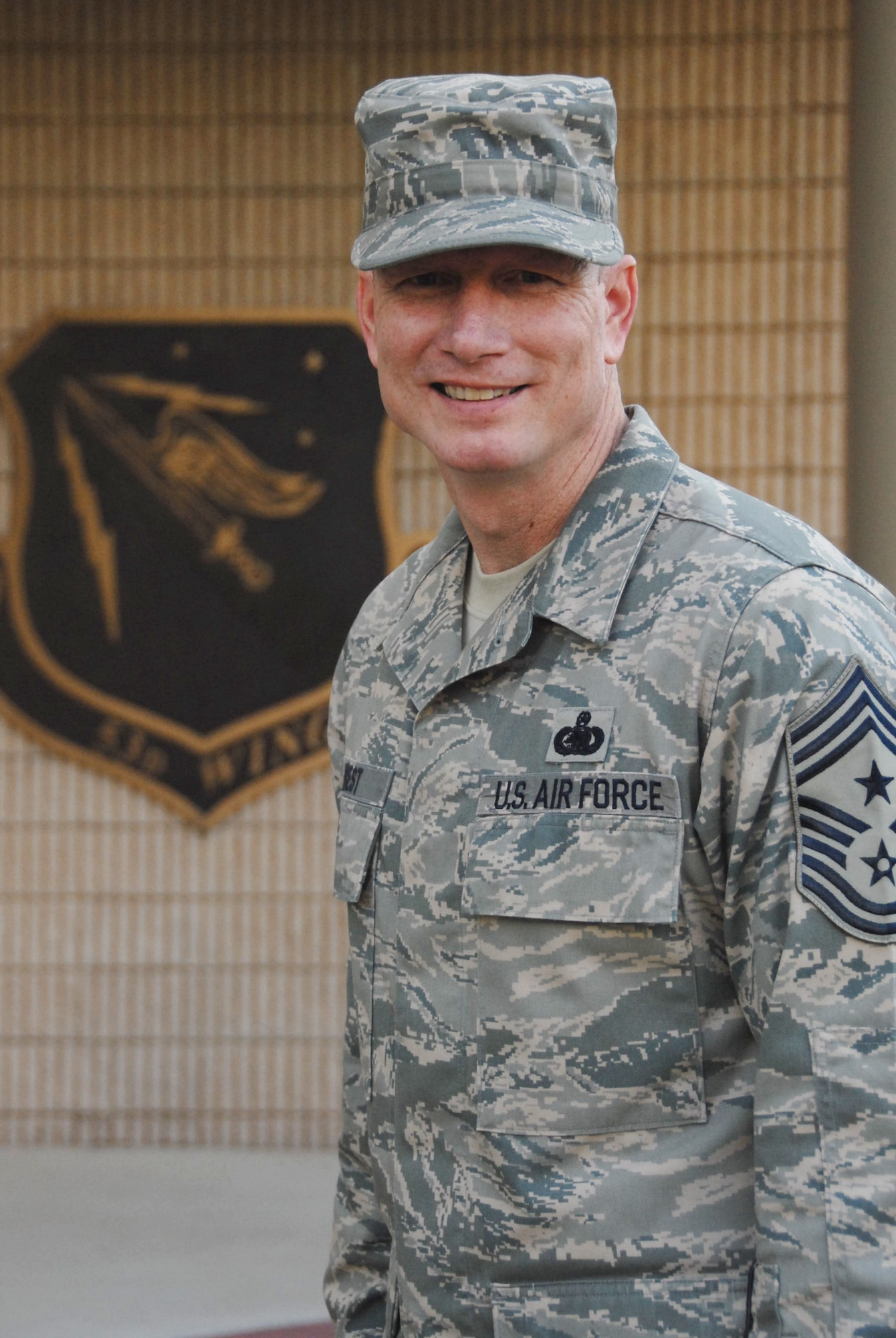 Chief Master Sgt. Terry West is the 53d Wing's new command chief.  Chief West, a 22-year Air Force veteran, come to the wing from the 509 Mission Support Group at Whiteman Air Force Base.  Photo by Staff Sgt. Samuel King Jr.