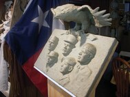 6/3/2008 - Linda Sioux Henley's sculpture, depicting the five different branches of the military, sits in her studio, awaiting minor retouches and its bronze finishing.   
(USAF photo by Meredith Canales)          