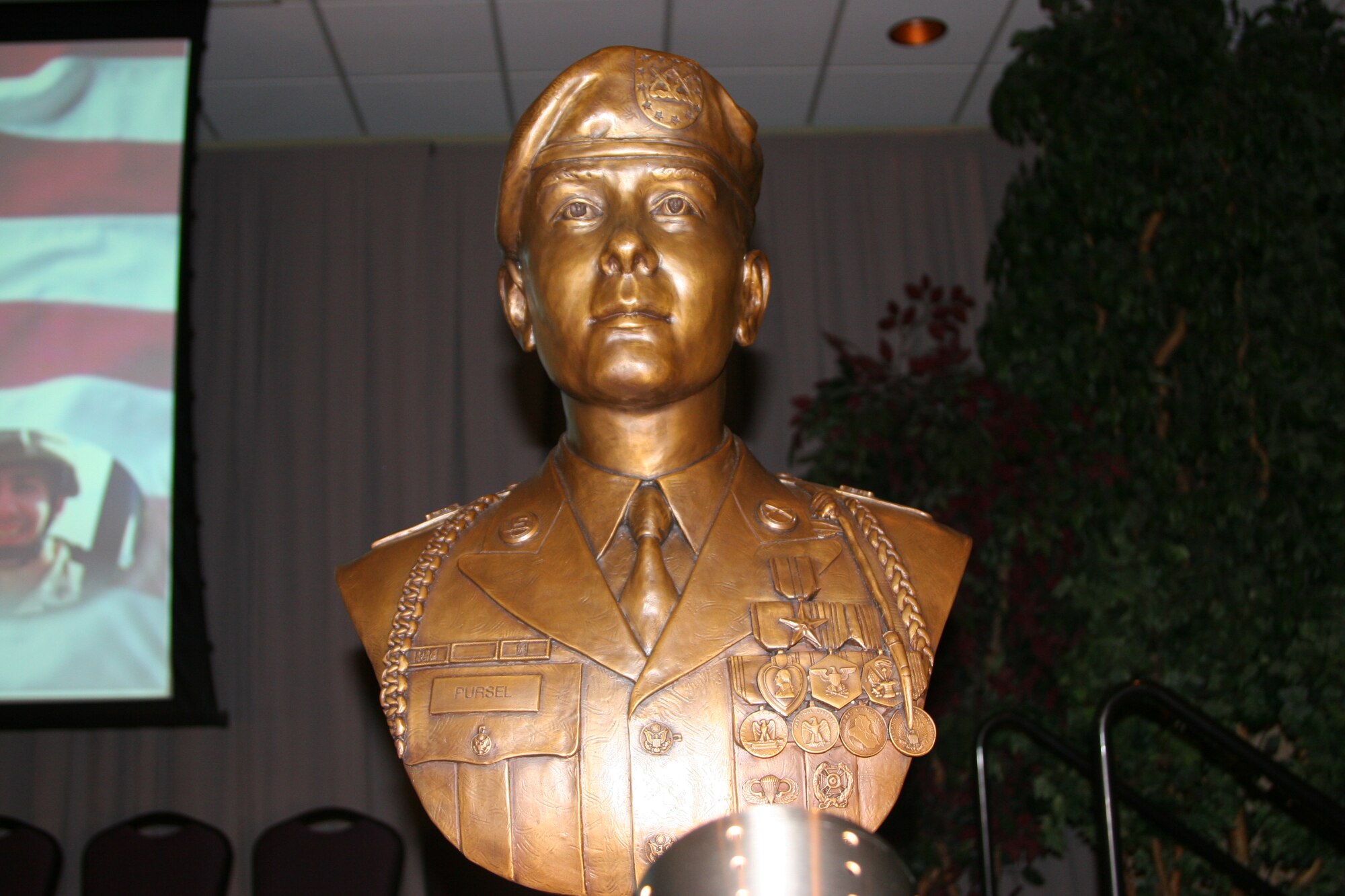 Bronze bust of Cpl. Michael A. Pursel.