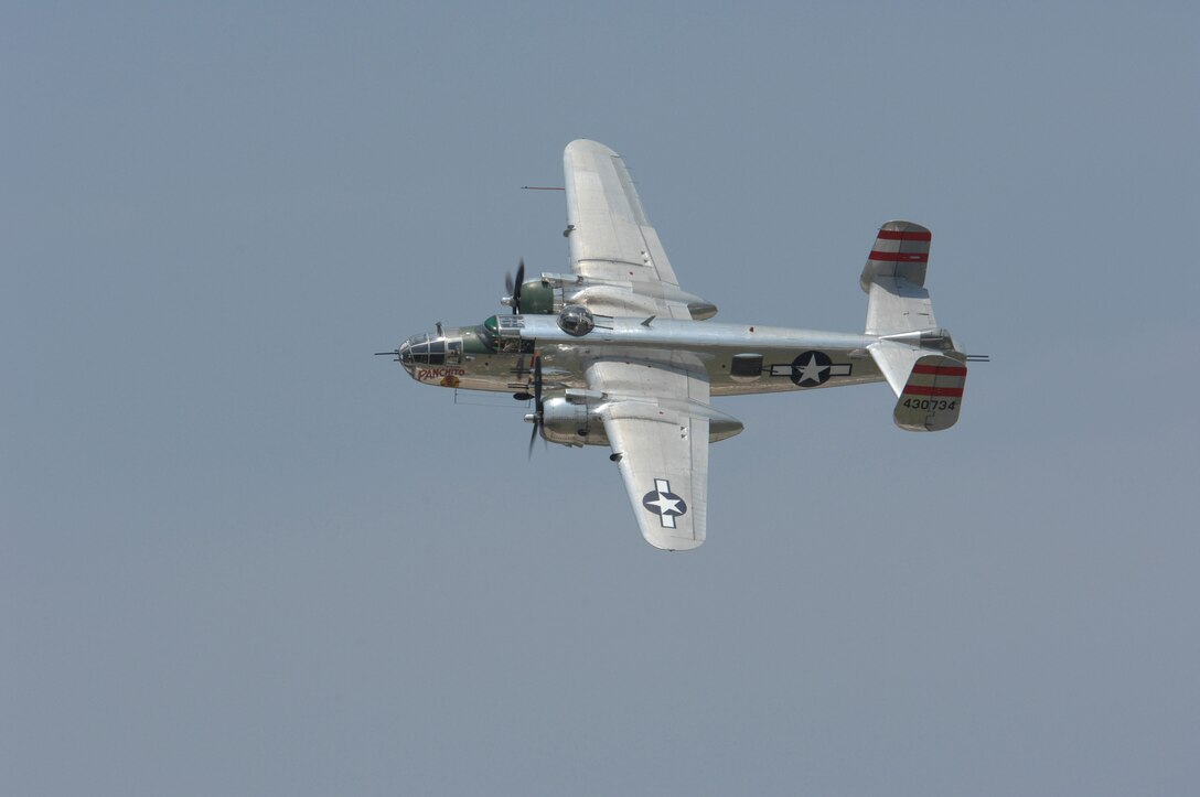 LANGLEY AIR FORCE BASE, Va. – The B-25J “Panchito” flies during AirPower over Hampton Roads June 22. Langley’s open house is an annual event that helps educate the public, increase recruiting and show appreciation to the local community. (U.S. Air Force photo/Tech. Sgt. April Wickes)