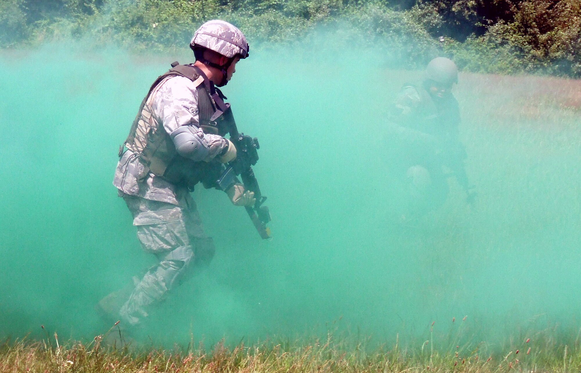 Students in the Air Force Phoenix Warrior Training Course participate in a combat first aid  class on a Fort Dix, N.J., range June 19, 2008.  The course is taught by the U.S. Air Force Expeditionary Center's Expeditionary Operations School and 421st Combat Training Squadron and prepares security forces Airmen for upcoming deployments.  (U.S. Air Force Photo/Tech. Sgt. Scott T. Sturkol)