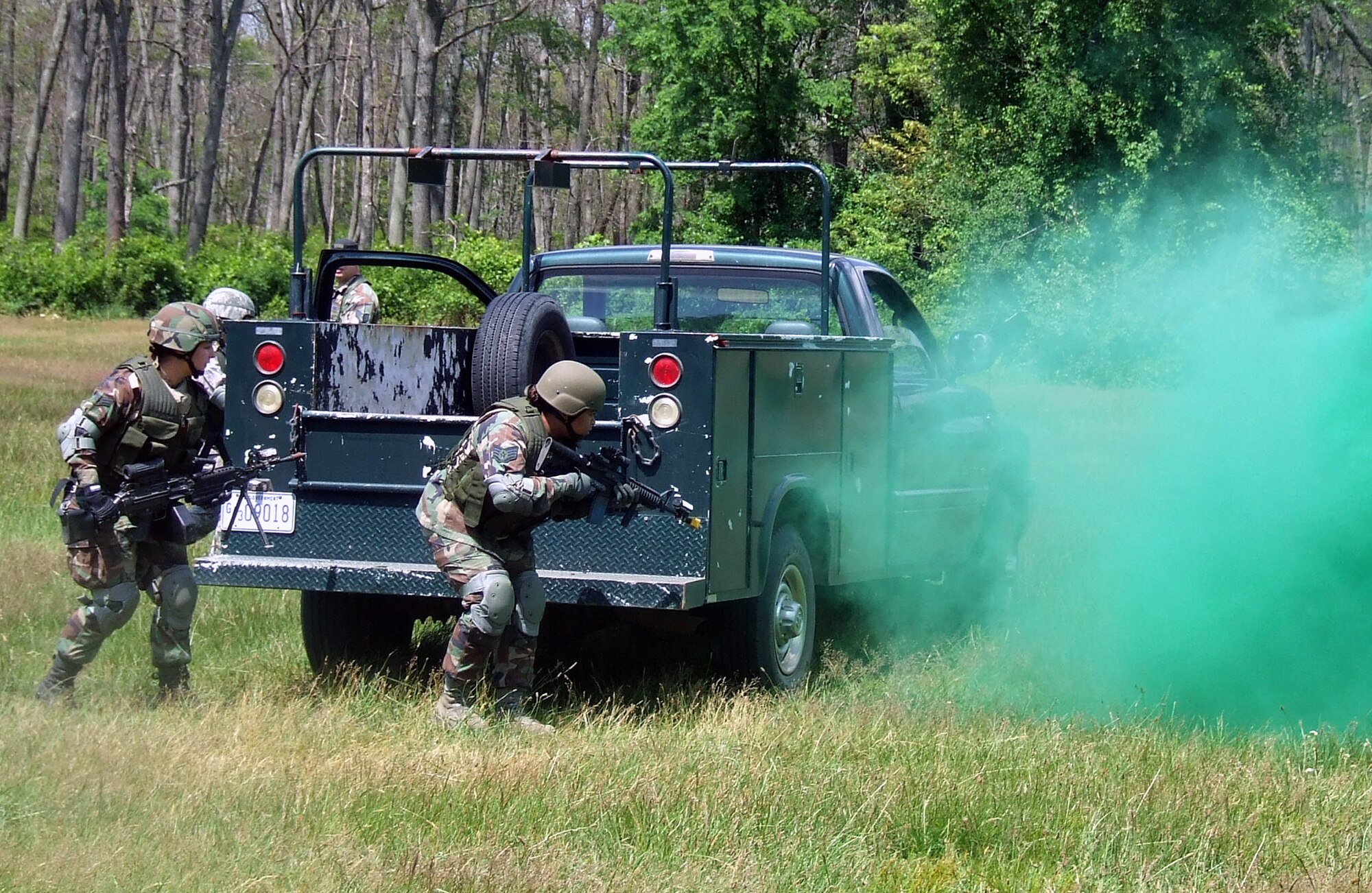 Students in the Air Force Phoenix Warrior Training Course participate in a combat first aid  class on a Fort Dix, N.J., range June 19, 2008.  The course is taught by the U.S. Air Force Expeditionary Center's Expeditionary Operations School and 421st Combat Training Squadron and prepares security forces Airmen for upcoming deployments.  (U.S. Air Force Photo/Tech. Sgt. Scott T. Sturkol)