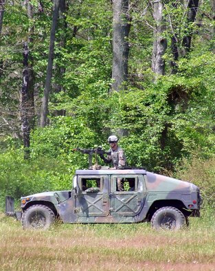 Students in the Air Force Phoenix Warrior Training Course practice convoy operations training June 19, 2008, on a Fort Dix, N.J., range.  The course, taught by the U.S. Air Force Expeditionary Center's Expeditionary Operations School and the 421st Combat Training Squadron, prepares security forces Airmen for upcoming deployments.  (U.S. Air Force Photo/Tech. Sgt. Scott T. Sturkol)