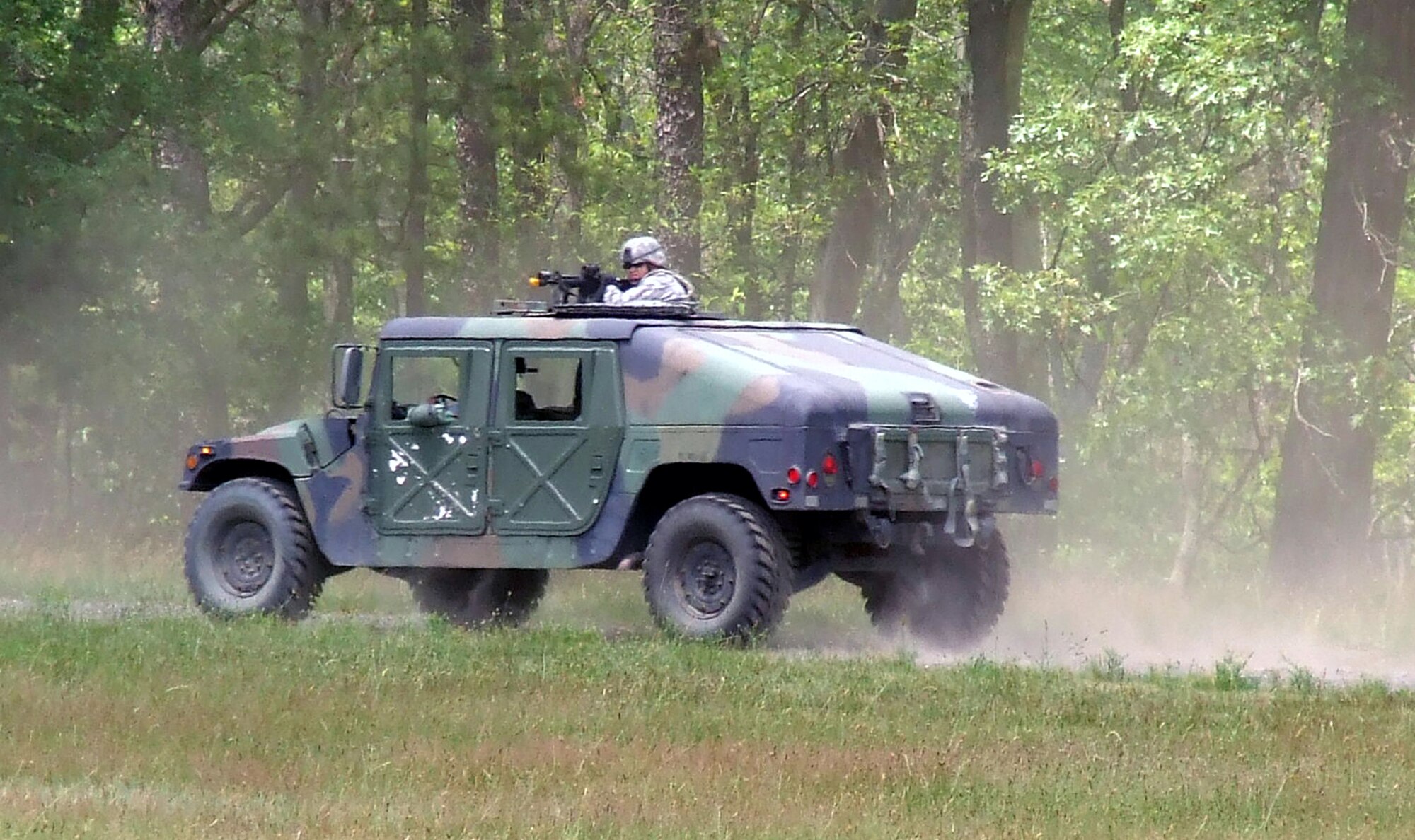 Students in the Air Force Phoenix Warrior Training Course practice convoy operations training June 19, 2008, on a Fort Dix, N.J., range.  The course, taught by the U.S. Air Force Expeditionary Center's Expeditionary Operations School and the 421st Combat Training Squadron, prepares security forces Airmen for upcoming deployments.  (U.S. Air Force Photo/Tech. Sgt. Scott T. Sturkol)
