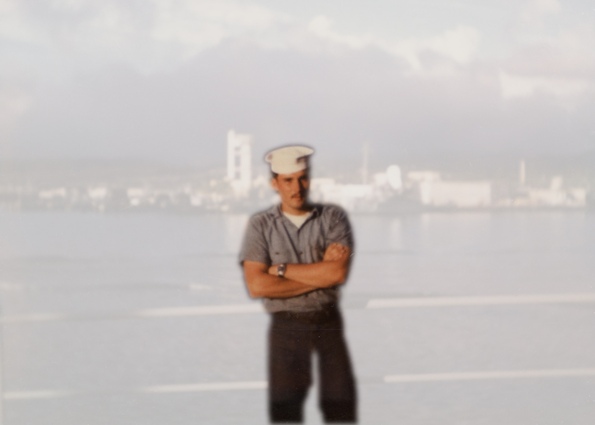 THEN AND NOW: Seaman Raymond Platz stands on the coast of Oahu during his first
deployment with the Navy 41 years ago. (U. S. Air Force photos Senior Master Sgt. Raymond Platz)