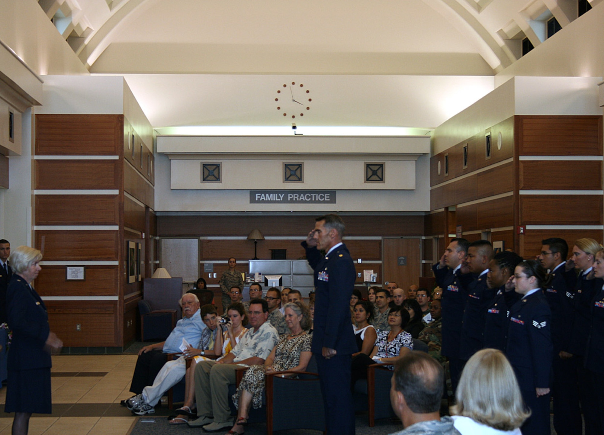 Lt. Col. Margaret Carey, new 36th Medical Operations Squadron Commander receives her first salute from the squadron at the 36th MDOS Change of Command Ceremony held June 20. (U.S. Air Force photo by Tech. Sgt. Jason Herman)